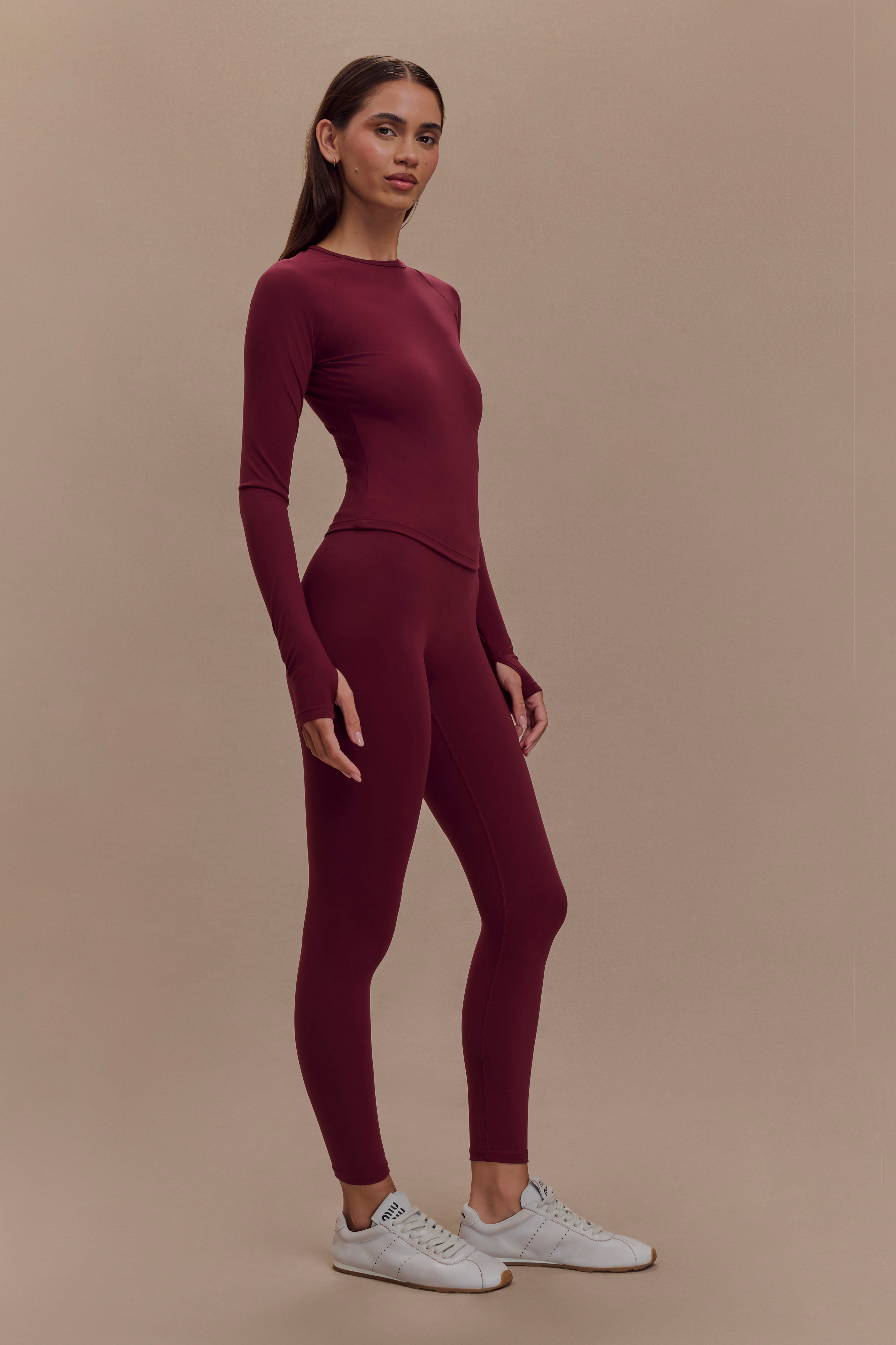 Callie Active Leggings - Burgundy、mySite、solidvoid