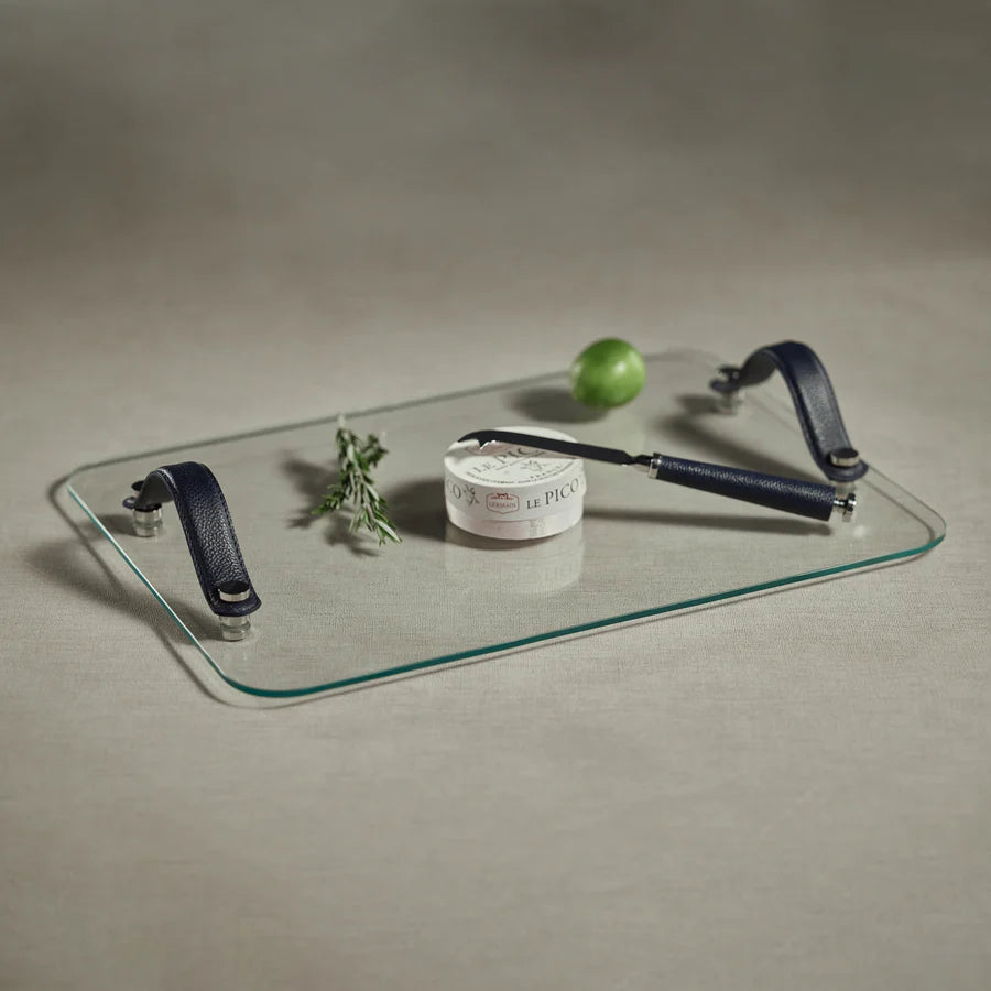 Laguna Glass, Nickel & Leather Bar / Cheese Tray、mySite、elrpsem3k