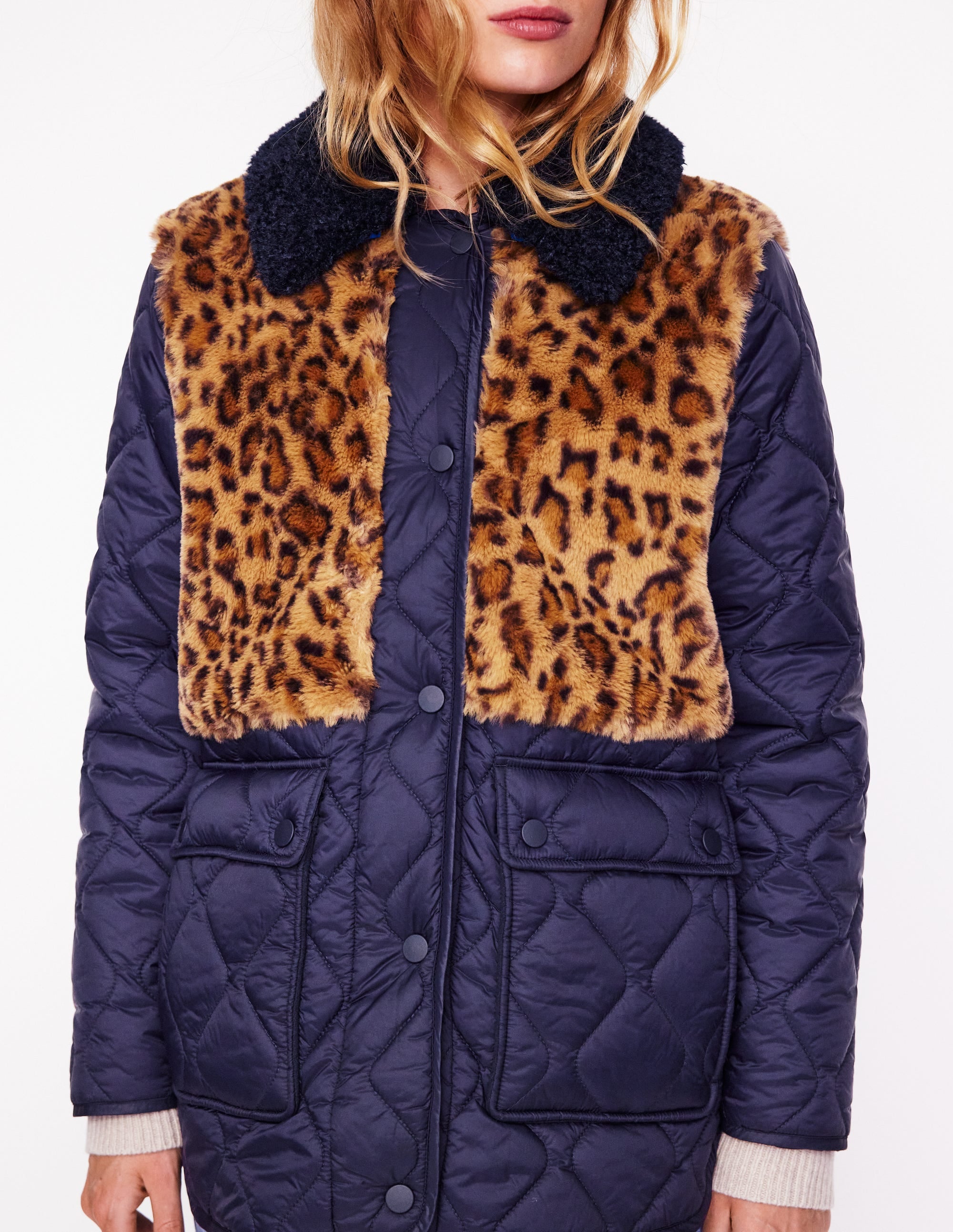  Chester Quilted Borg Coat-Navy, Leopard、mySite、ashleygrahame