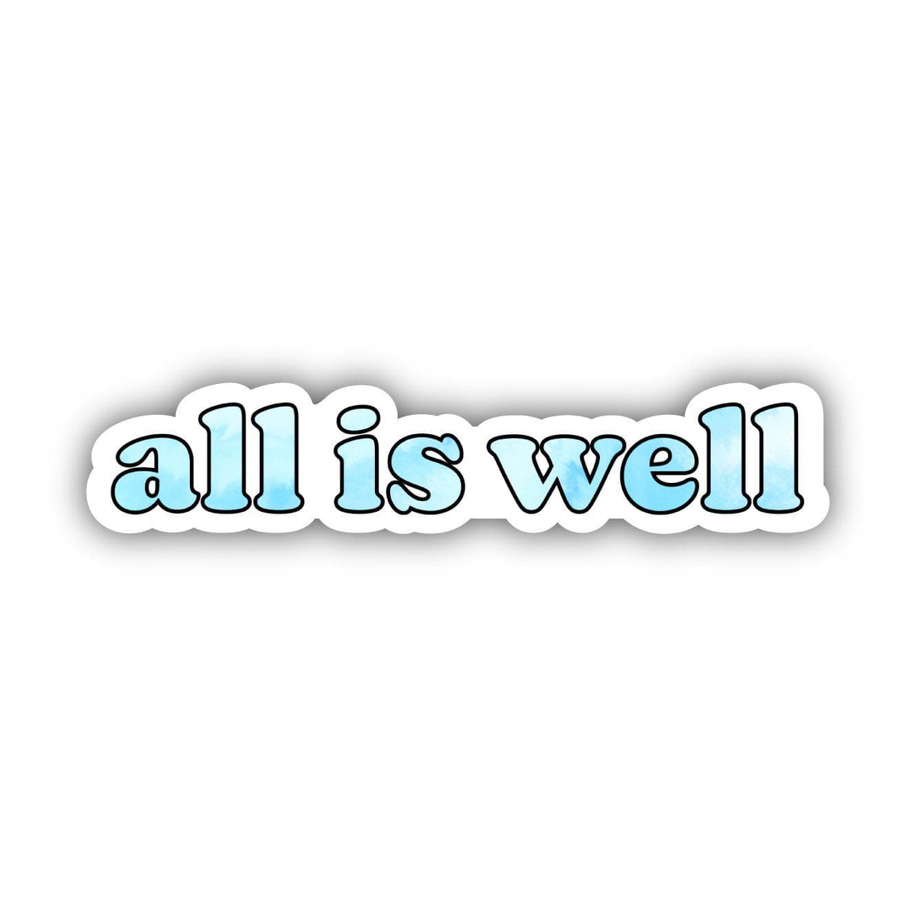  All is Well Blue Tie Dye Lettering Aesthetic Sticker、mySite、elrpsem3k
