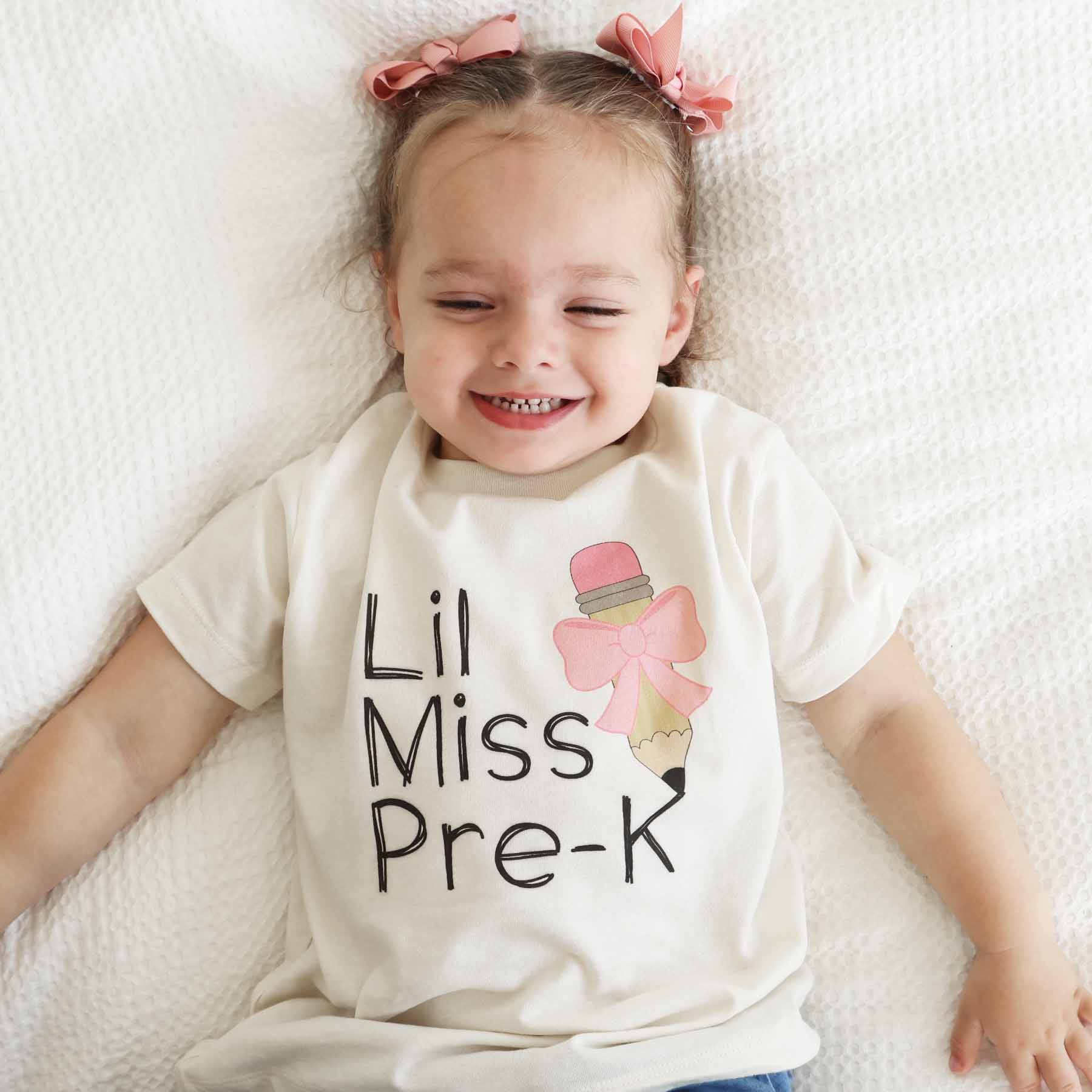  Lil Miss Pre-K Kids Graphic Tee | Natural、mySite、layawaytickets