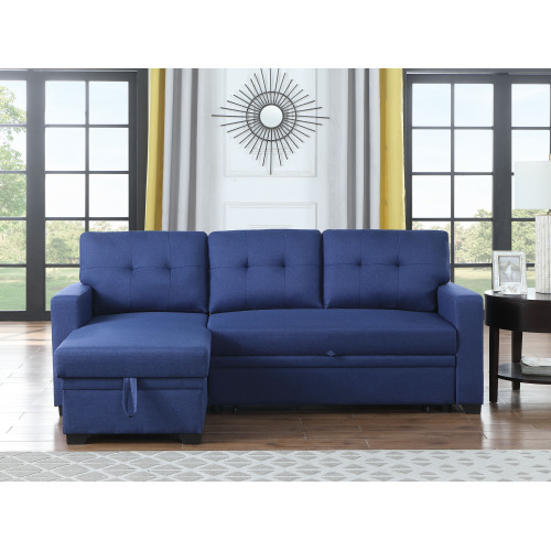 Upholstered Pull out Sectional Sofa with Chaise、、casual