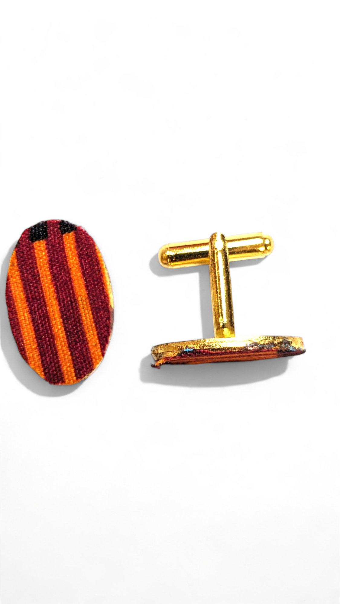 Dupsie's Nsu茅 Gold-Plated Oval African print Cufflinks DPJGAPC2、mySite、solidvoid