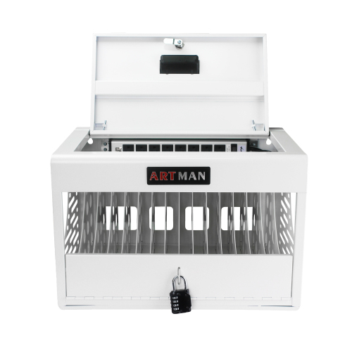 16-Device Charging Station for Laptops/Tablets, Charging Cabinet for iPad/Chromebooks/Laptop Computers, Laptop & Tablet Storage Carts for Classroom/Library/Office/Lockable, White、、casual