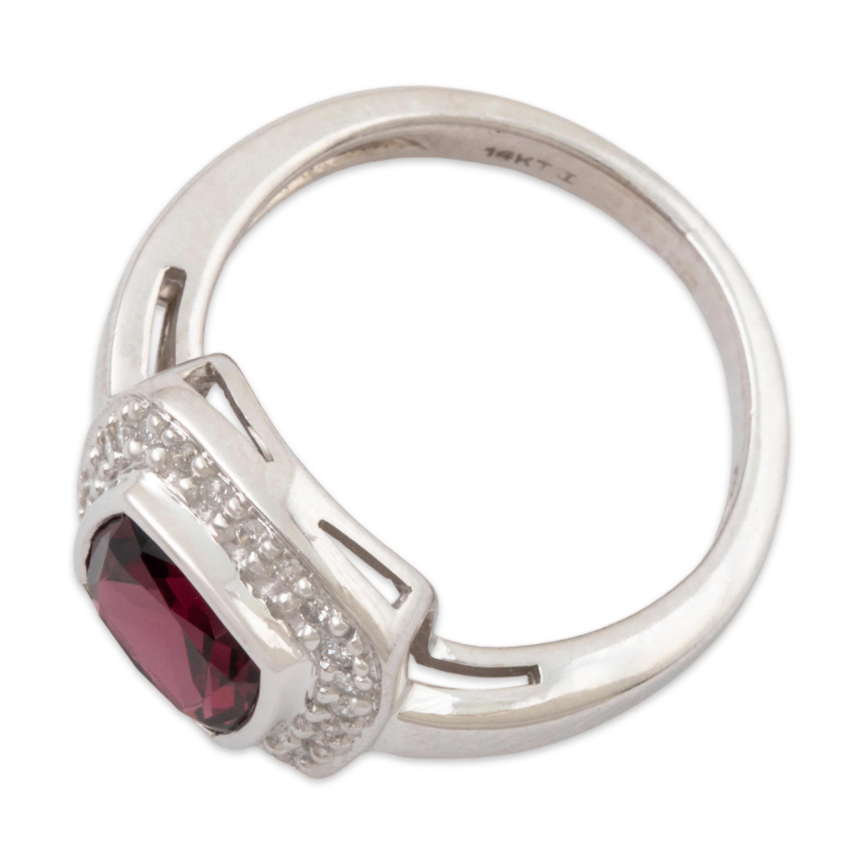 Vintage 14k White Gold 1.6ct Rhodolite Garnet Diamond Square Halo Ring 5.25、mySite、hinf8tx79