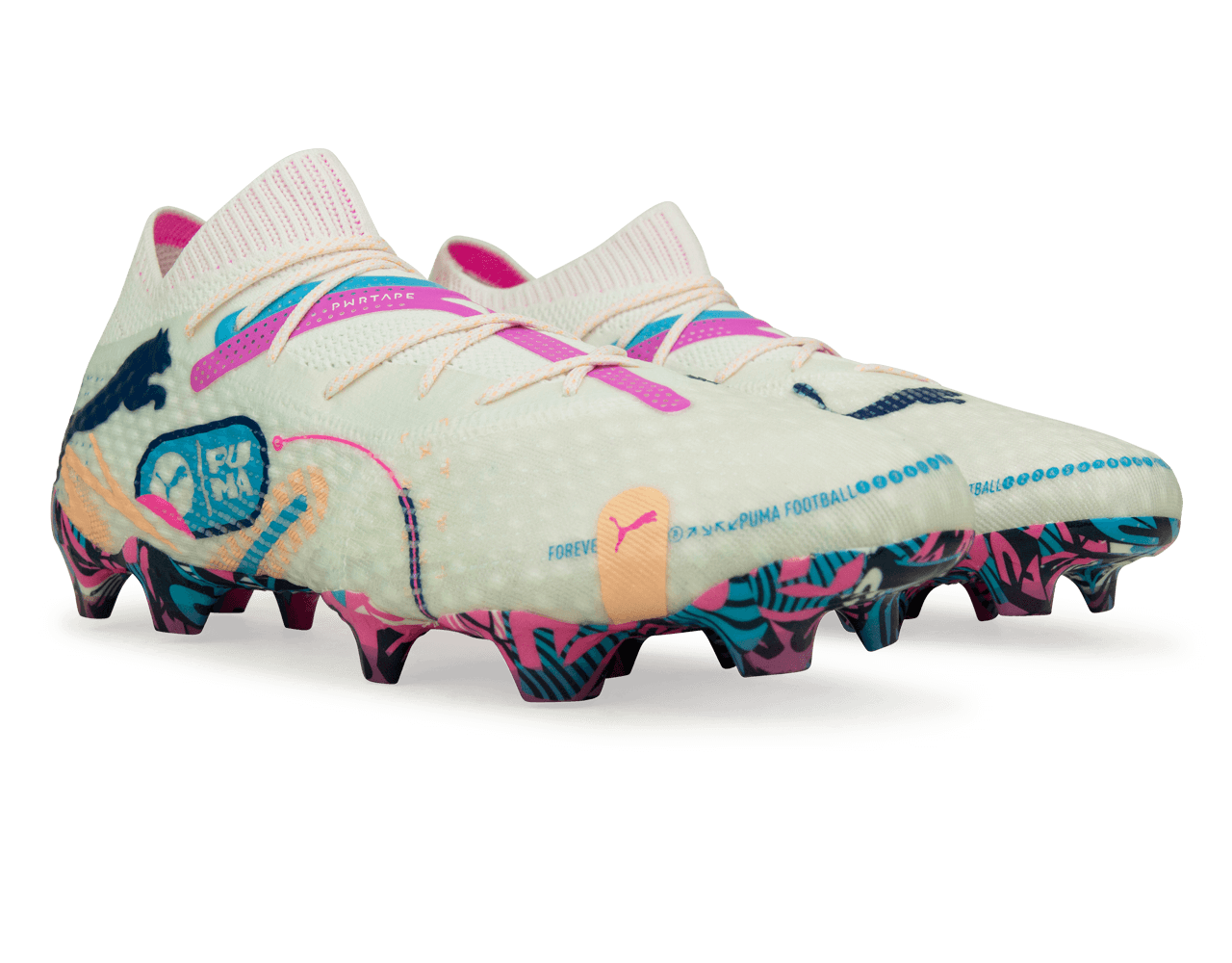 PUMA Men's Future 7 Ultimate Volume Up FG/AG White/Luminous Blue、mySite、bottomscart