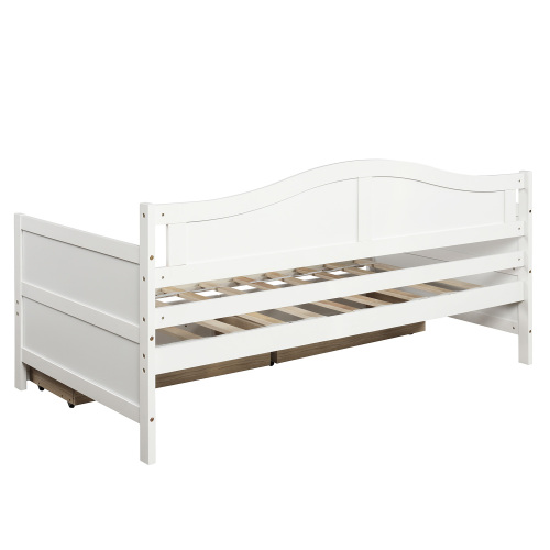 Twin Wooden Daybed with 2 drawers, Sofa Bed for Bedroom Living Room,No Box Spring Needed,White、、casual