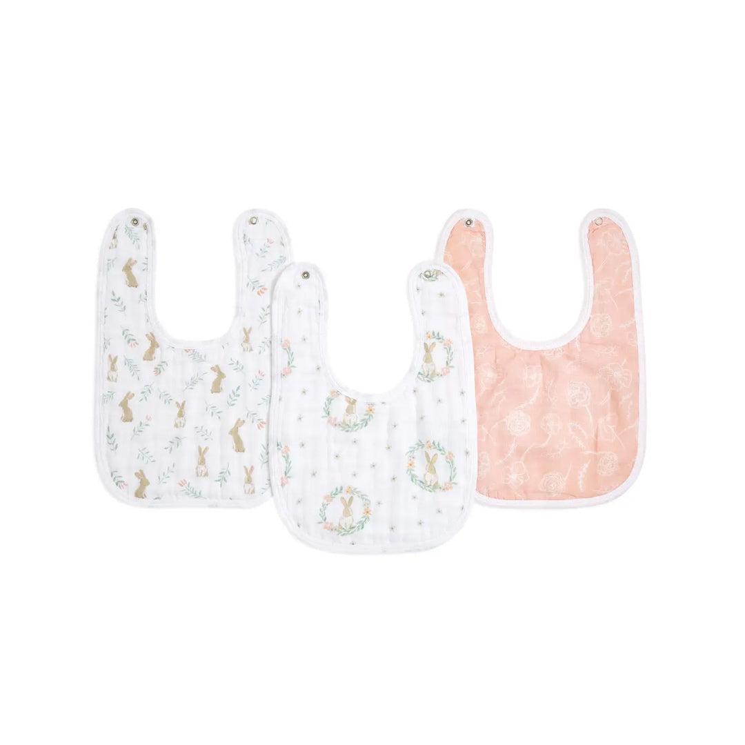  aden + anais Essentials Cotton Muslin Baby Snap Bibs - 3 Pack - Blushing Bunnies、mySite、merchandisen