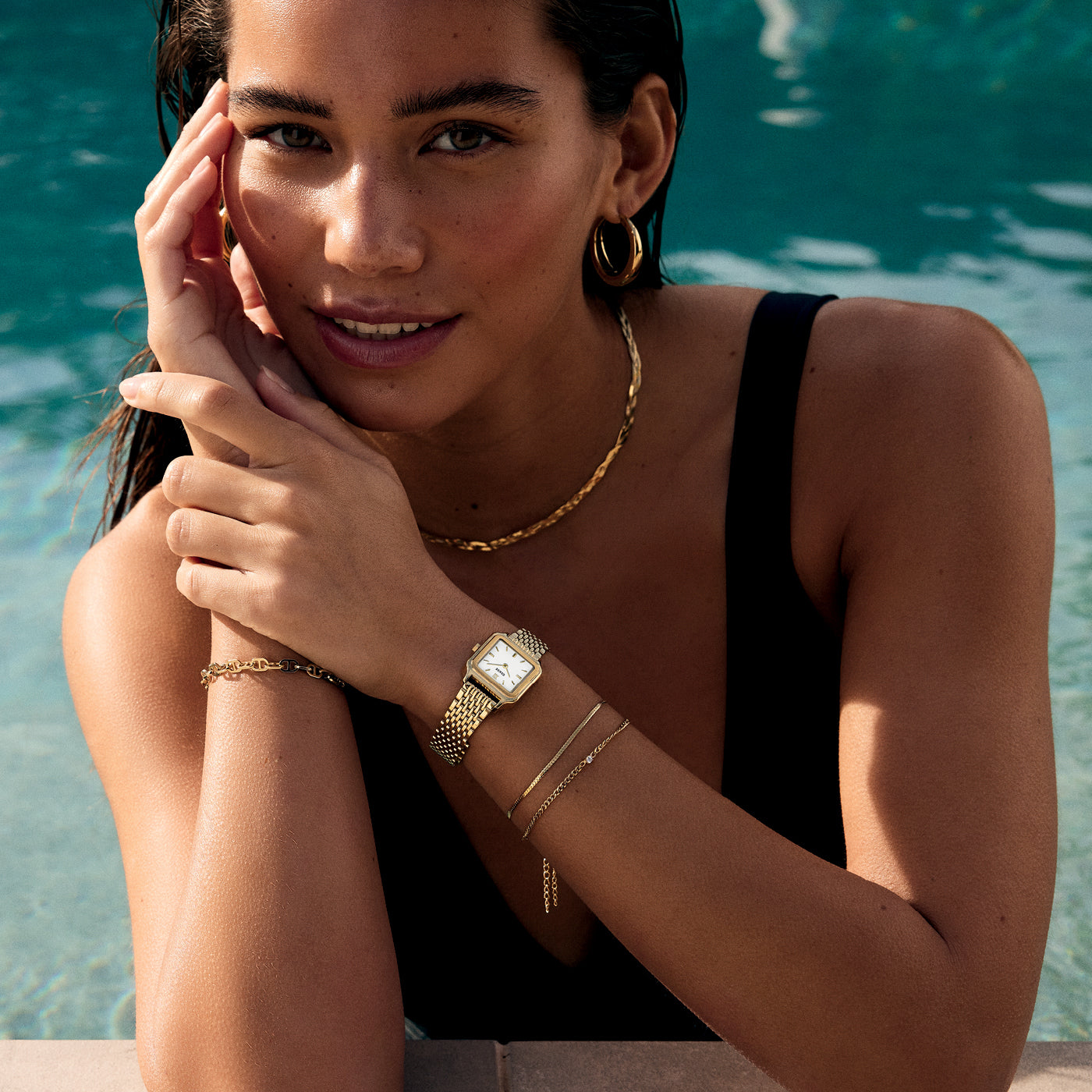 Essentielle Round Large Hoop Earrings, Gold Colour、mySite、botmansion