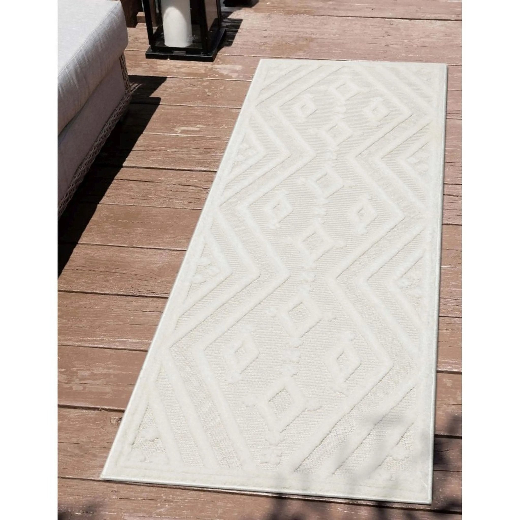 Mali Tribal Diamond Pattern Indoor/Outdoor Ivory High-Low Rug、mySite、gigharbornorthrealestate