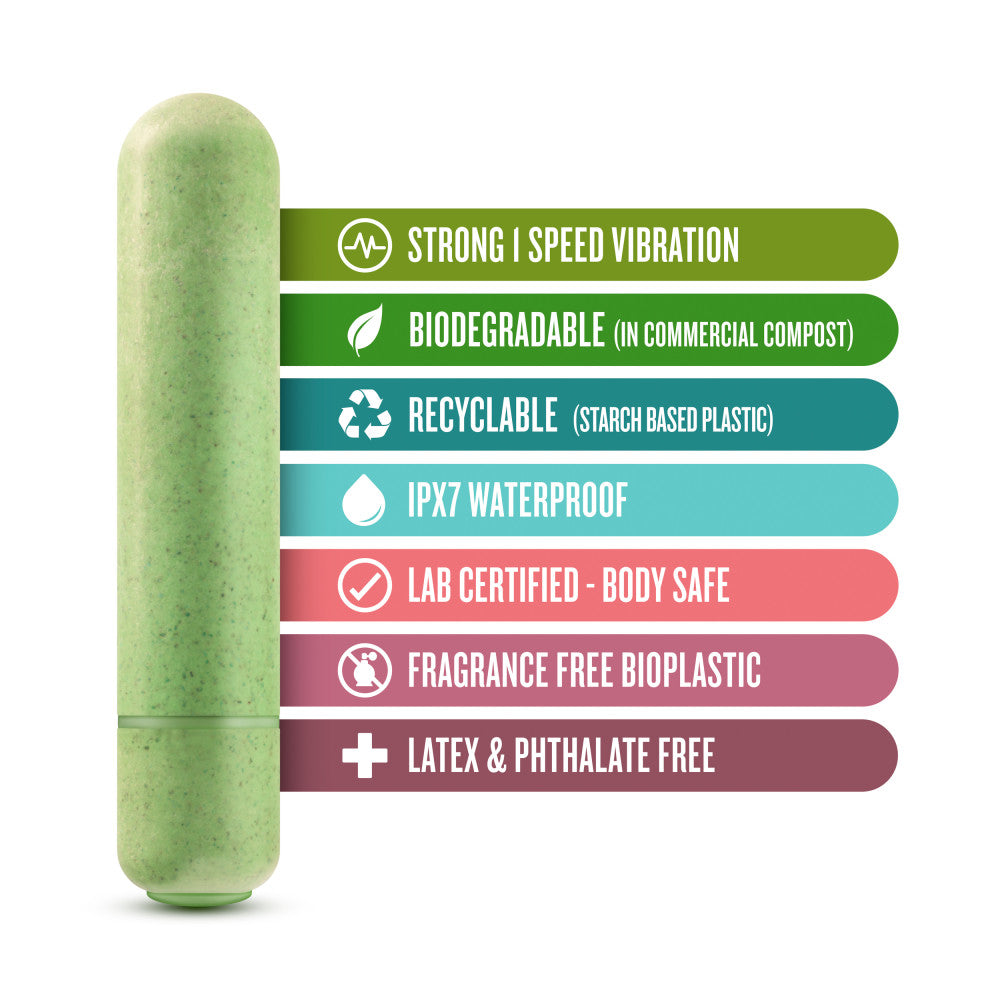 Gaia® By Blush | Eco Bullet: Plant-Based 4 Smooth Waterproof Bullet Vibrator in Green - Made from Sustainable BioFeel™、mySite、bottomscart