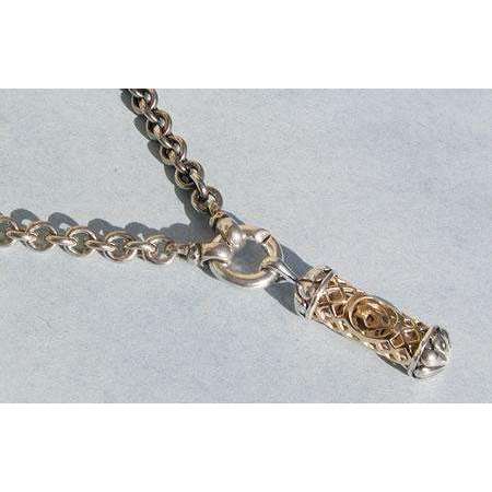 Michael Bromberg Men’s Mezuzah Pendant Necklace in Silver and 14K Gold with Ring、mySite、topwebapps