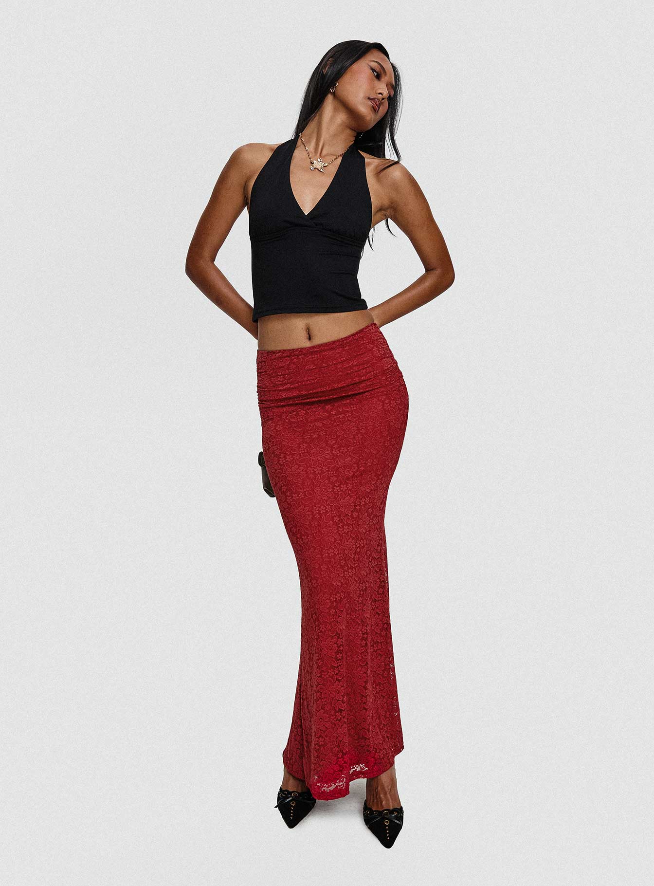Silene Maxi Skirt Red、mySite、solidvoid
