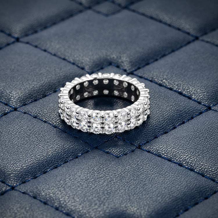 2-Row Moissanite Band Ring 14K Gold、mySite、hinf8tx79