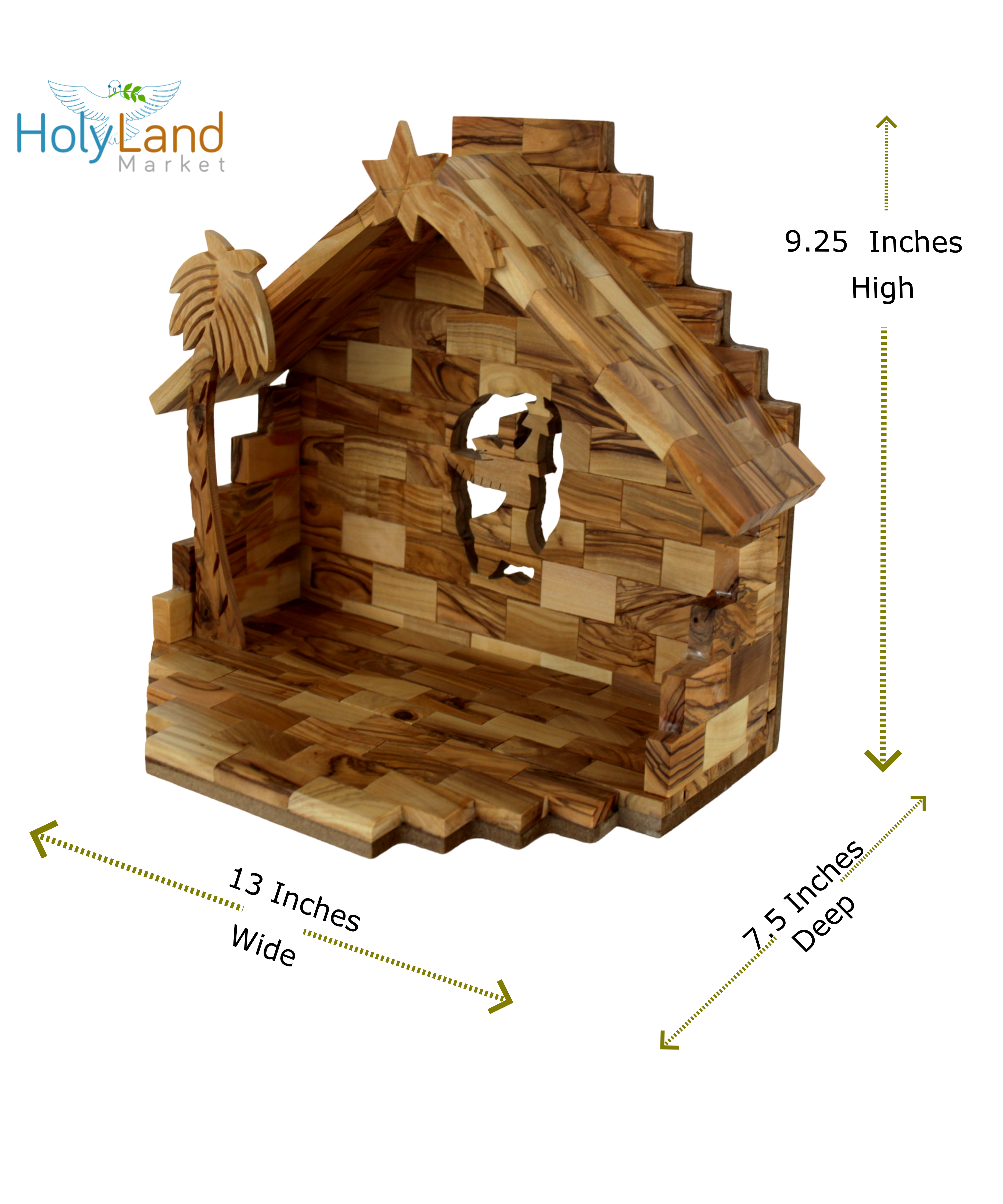  Holy Land Market Christmas Decorations Indoor - Inspirational Deluxe Olive Wood Nativity Set, Hand Carved by Christian Artisans in Bethlehem, Perfect Christmas Table Decor, 12 Piece Set、mySite、elrpsem3k