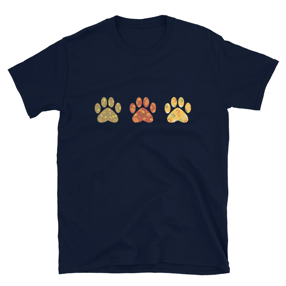 Festive Fall Paw Prints T-Shirt、mySite、camillekostekn
