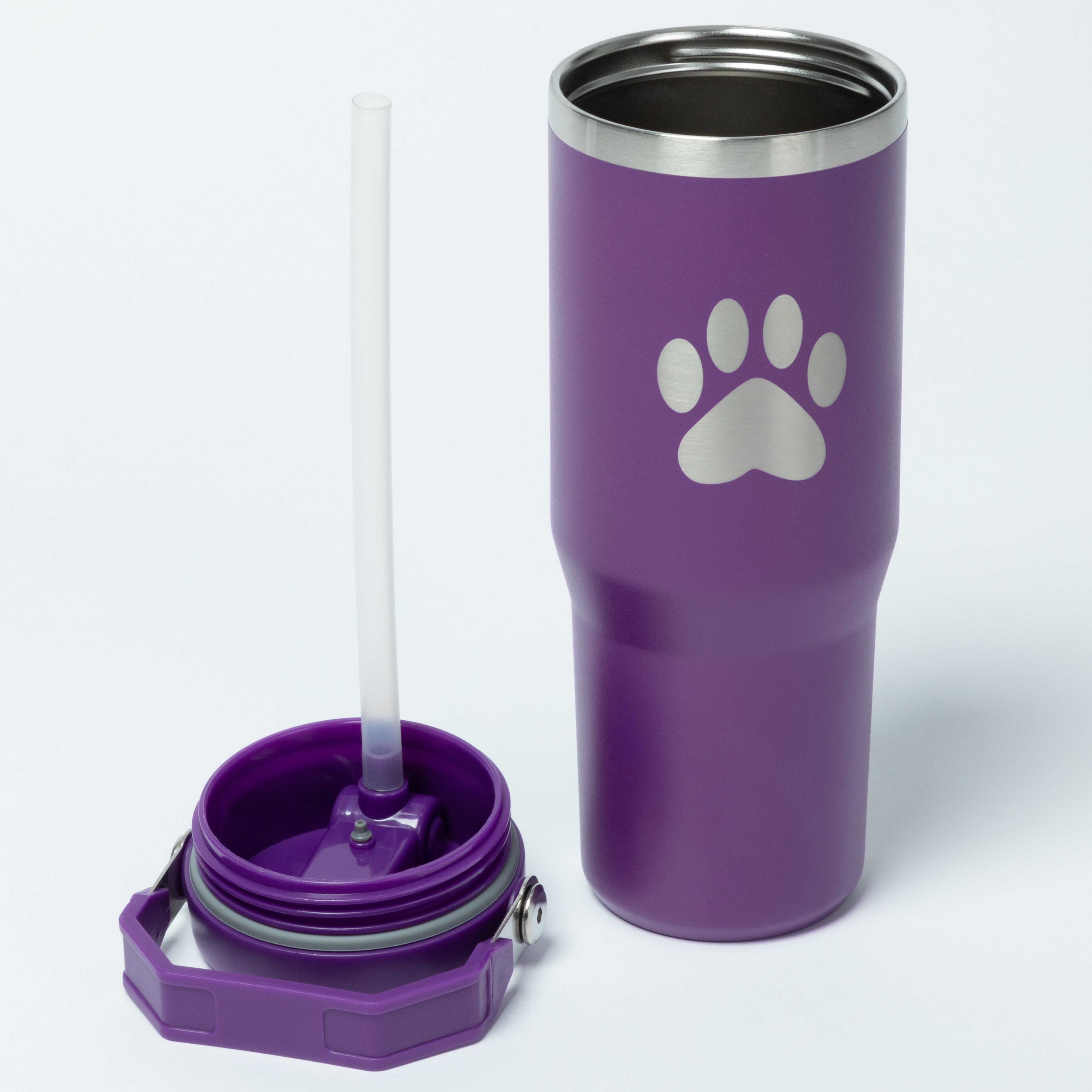 Paw Print Stainless Steel Tumbler with Flip Straw - 30 oz、mySite、camillekostekn