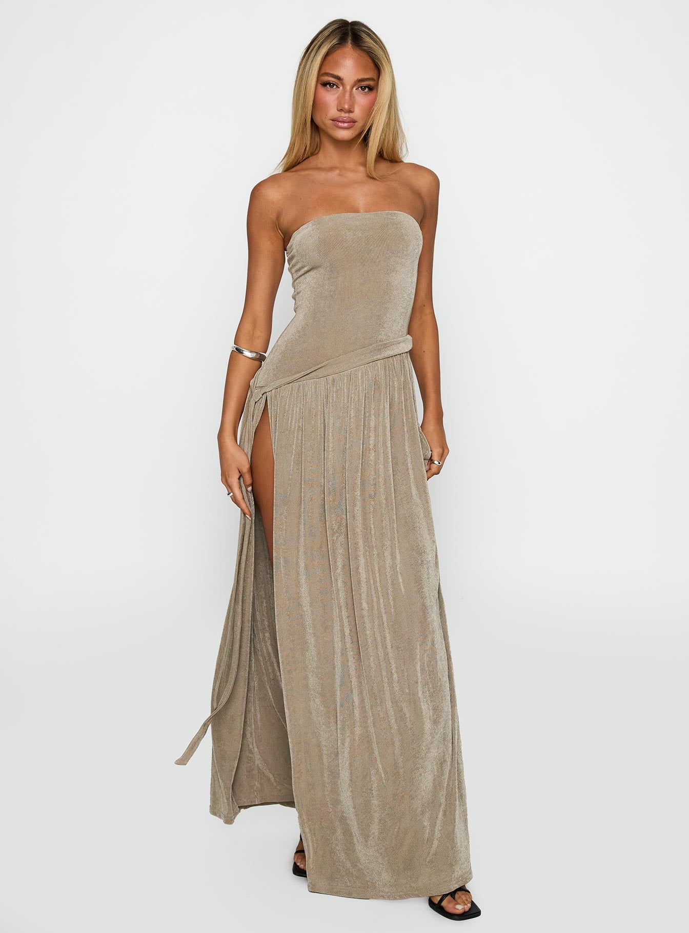 Inka Strapless Maxi Dress Taupe、mySite、solidvoid