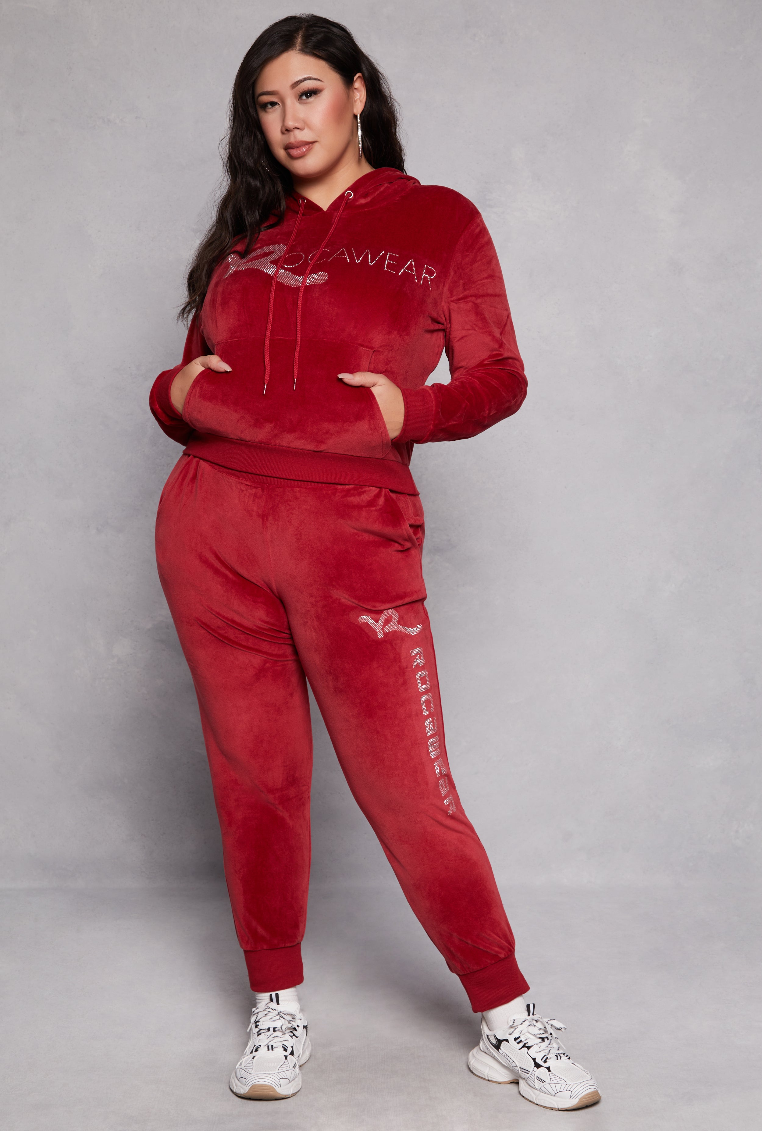 Plus Size Rocawear Rhinestone Velour Hoodie、mySite、camillekostekn