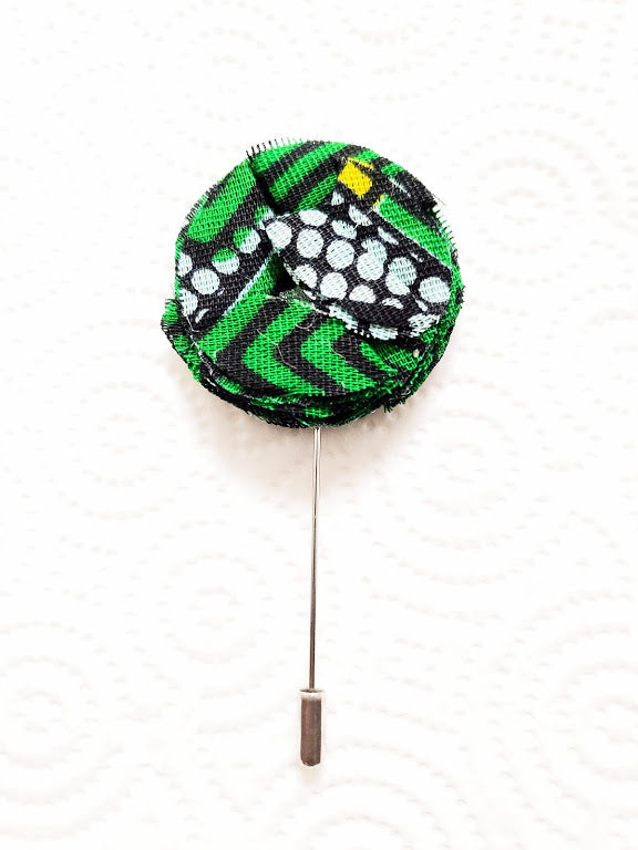 Green African Print Lapel Pin-DP3553LP、mySite、solidvoid