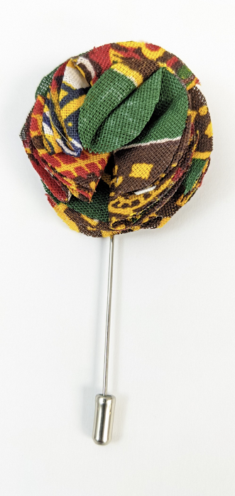 Red African Dashiki Print Lapel Pin-DP3975LP、mySite、solidvoid