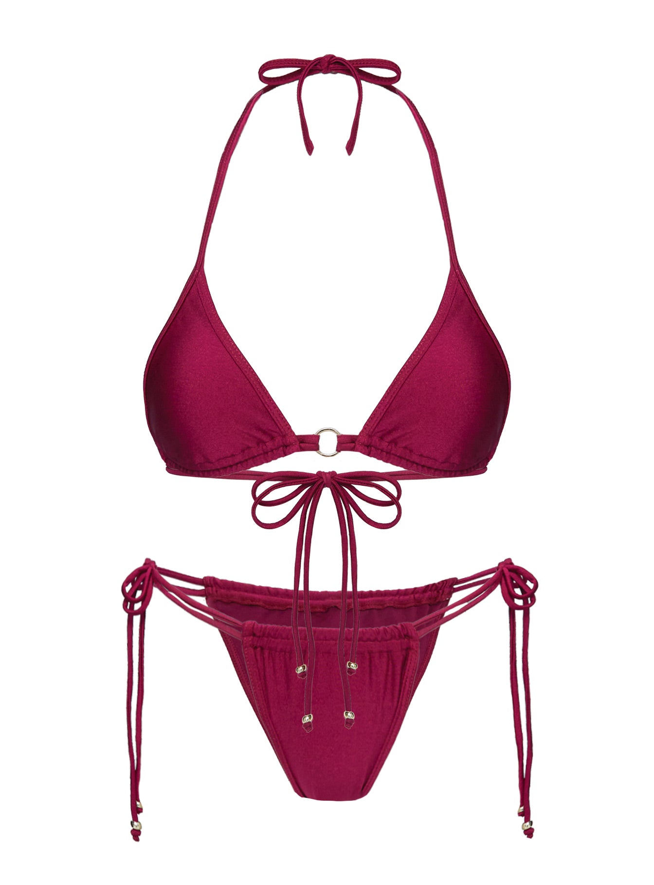 Nayeli Triangle Bikini Top Burgundy、mySite、solidvoid