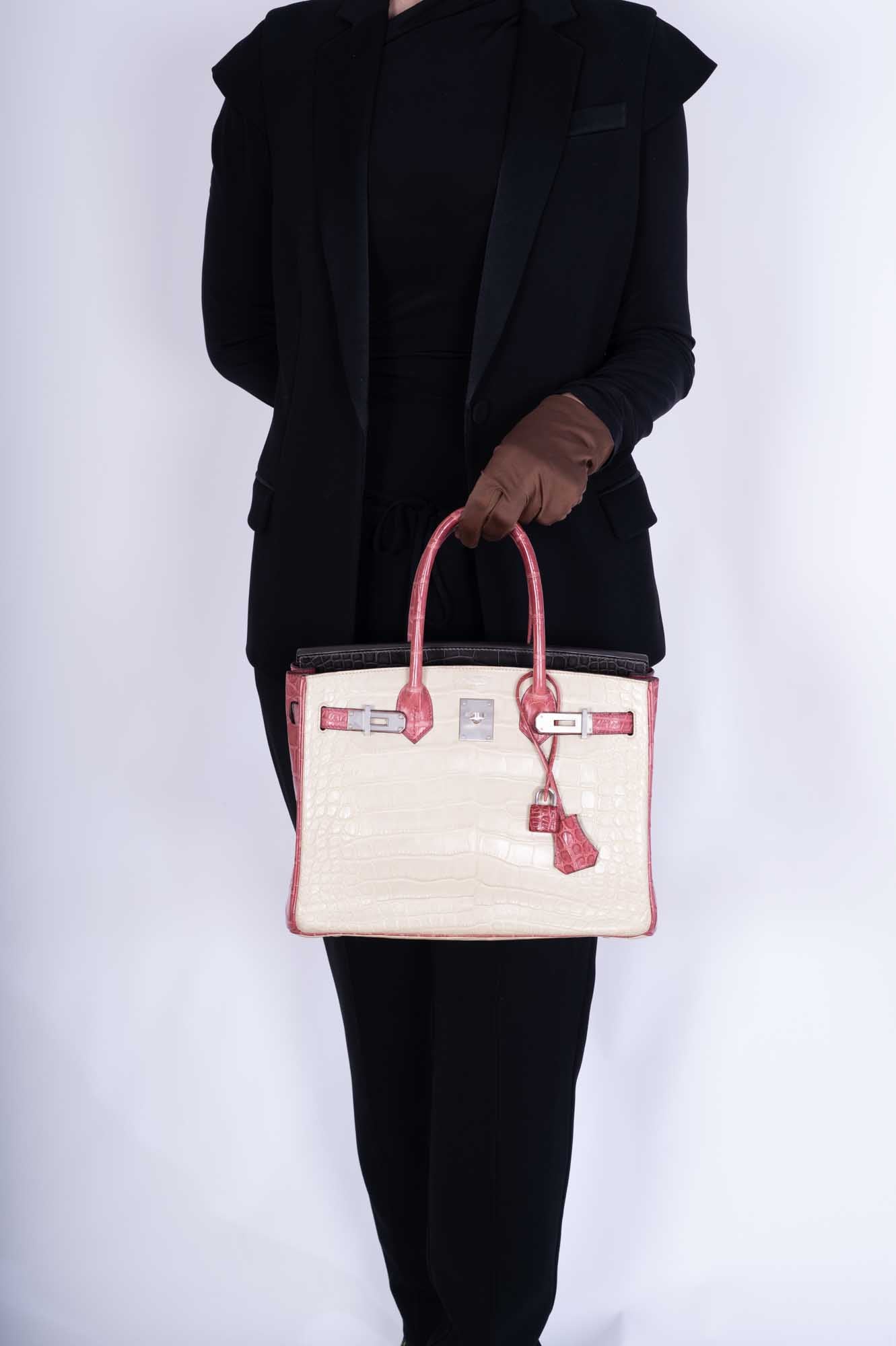 Hermès Birkin 30 HSS Tri-Color Beton, Gray Paris, Boise de Rose Alligator Brushed Palladium Hardware、mySite、garminoutage.com