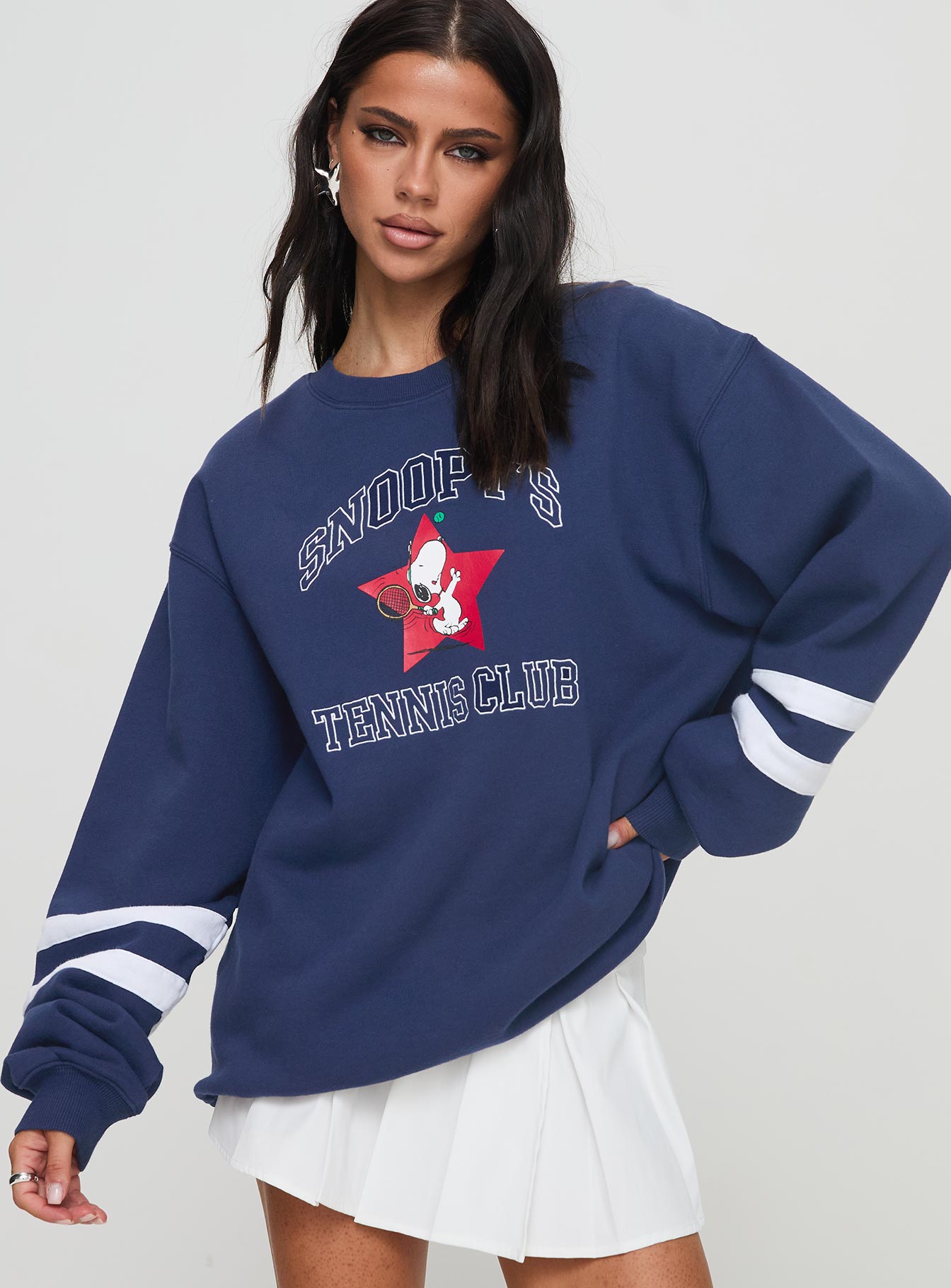 Snoopy Star Tennis Club Sweater Navy、mySite、solidvoid