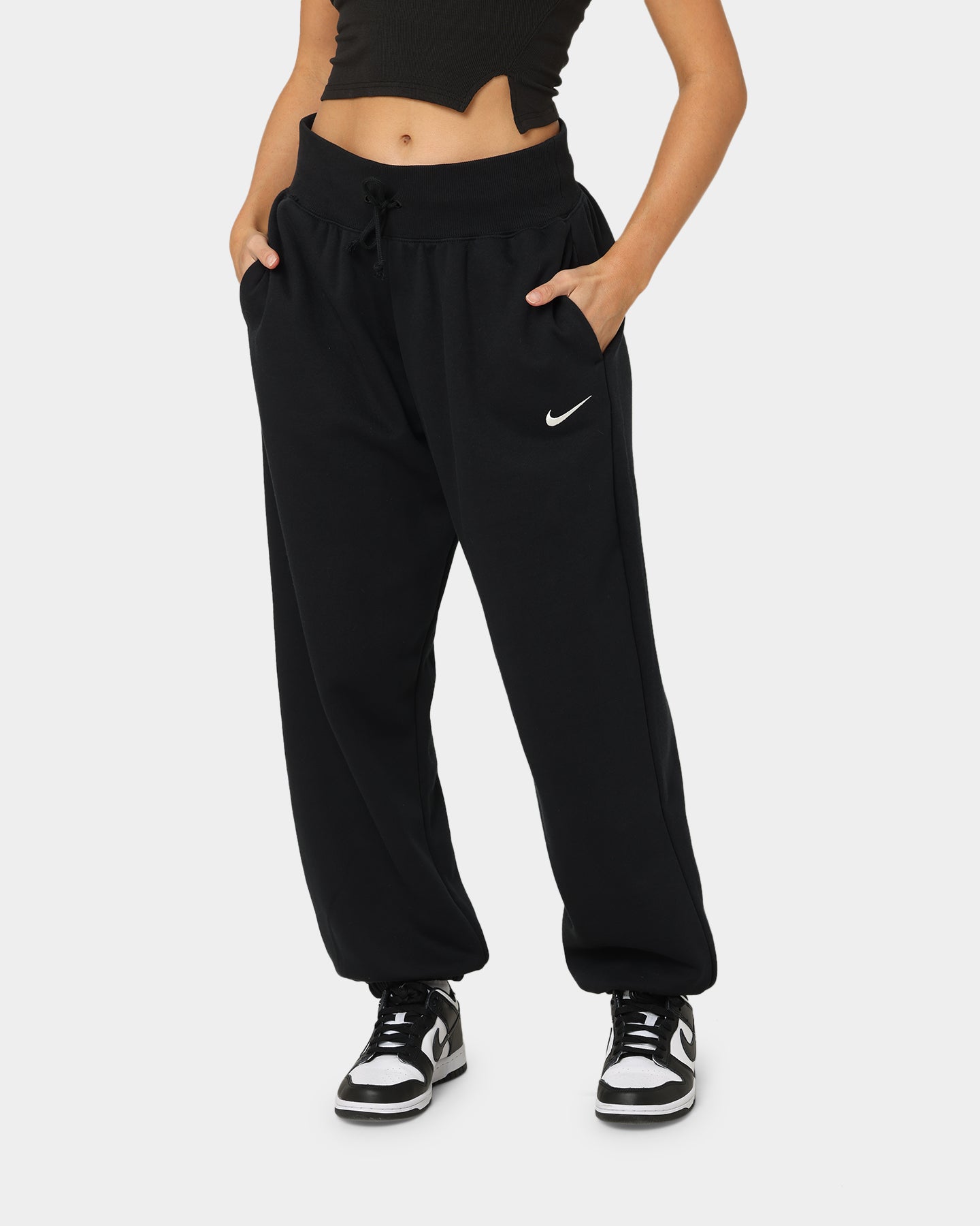 Nike Women's Sportswear Style Fleece High Rise Oversized Pants Black/Sail、mySite、zt4zffjzw