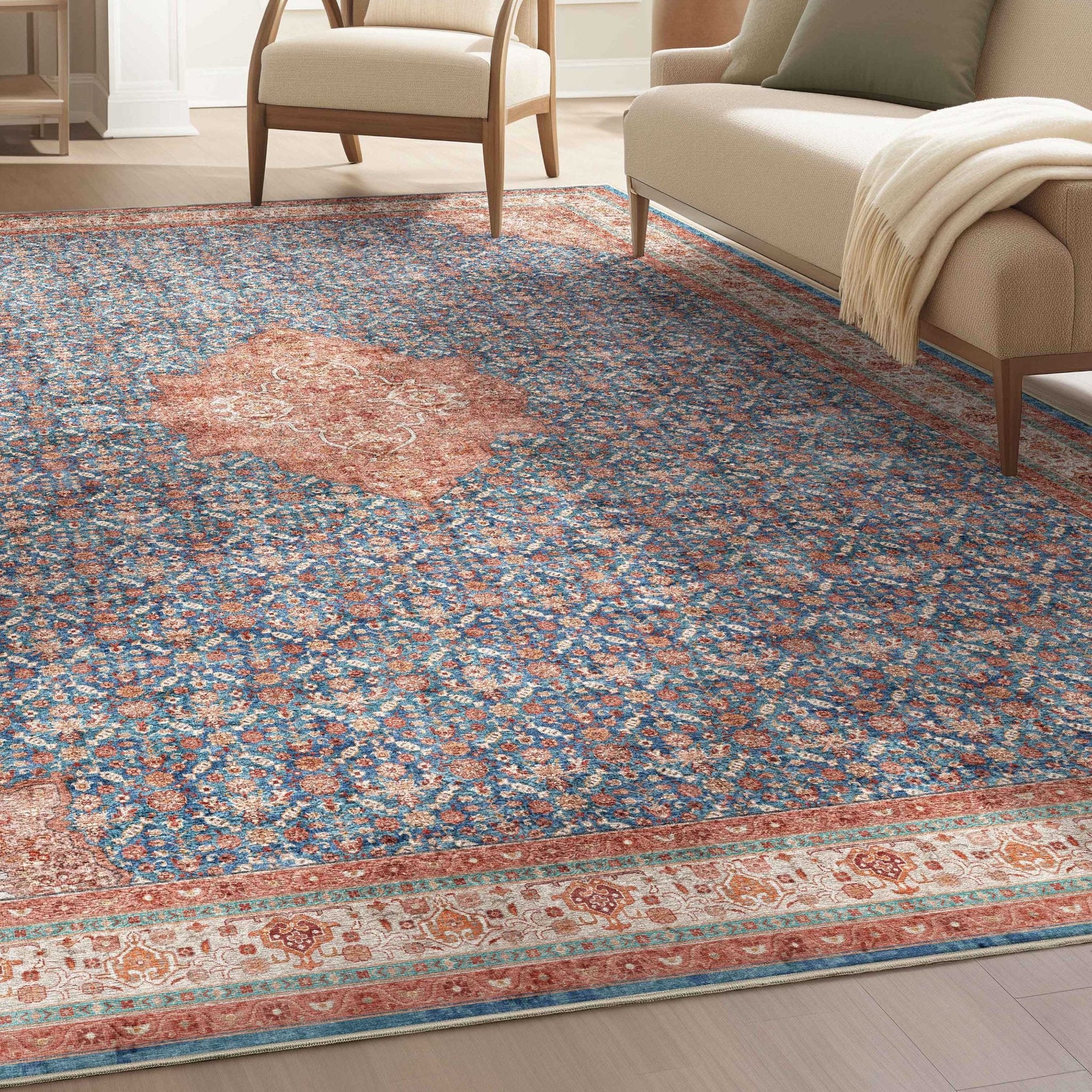 Asha 2-in-1 Lilith Vintage Oriental Kilim Rug + Rug Pad Included、mySite、gigharbornorthrealestate