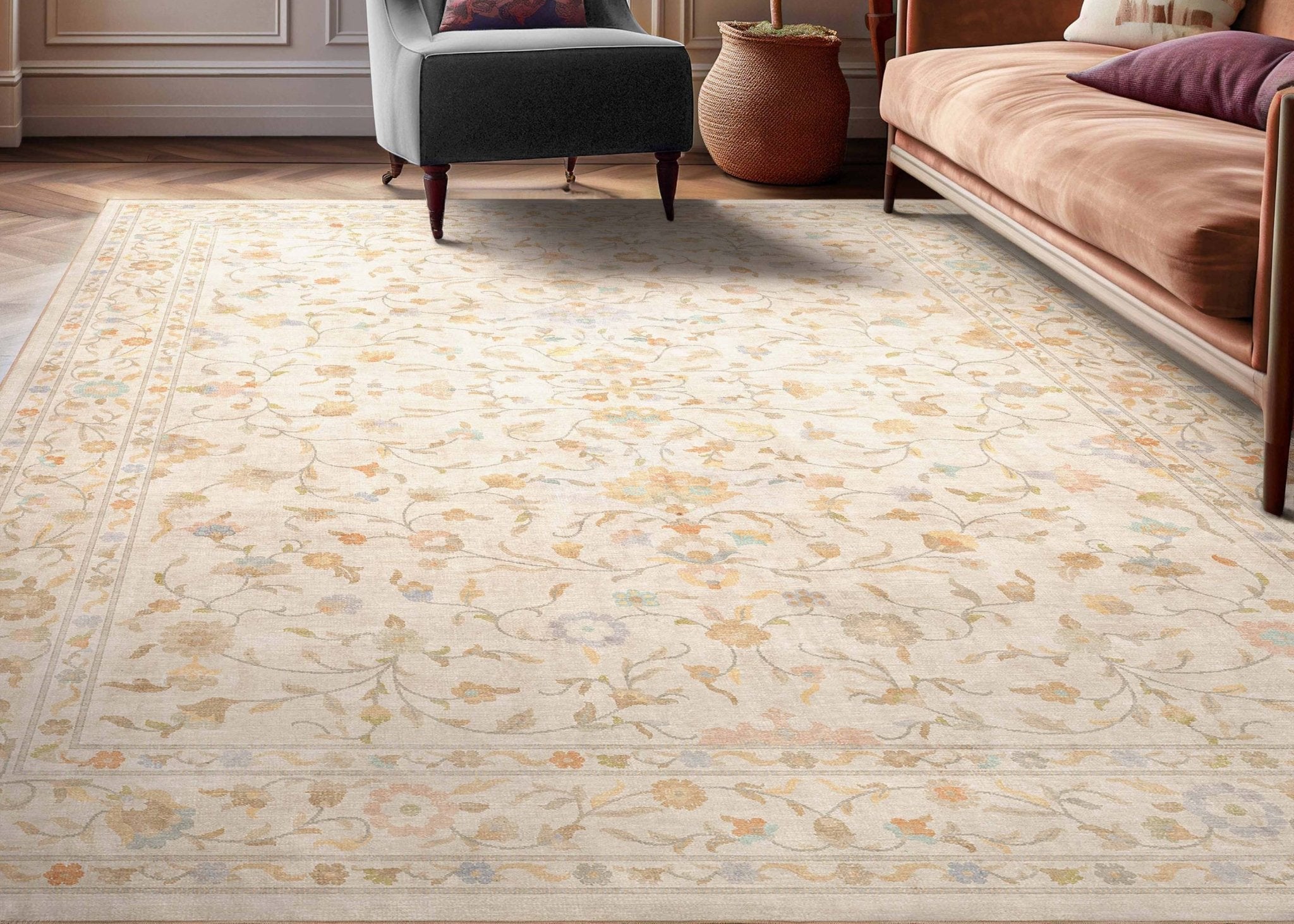 Venice Hereke Floral Botanical Rug – Easy Clean, Stylish Elegant Design、mySite、gigharbornorthrealestate