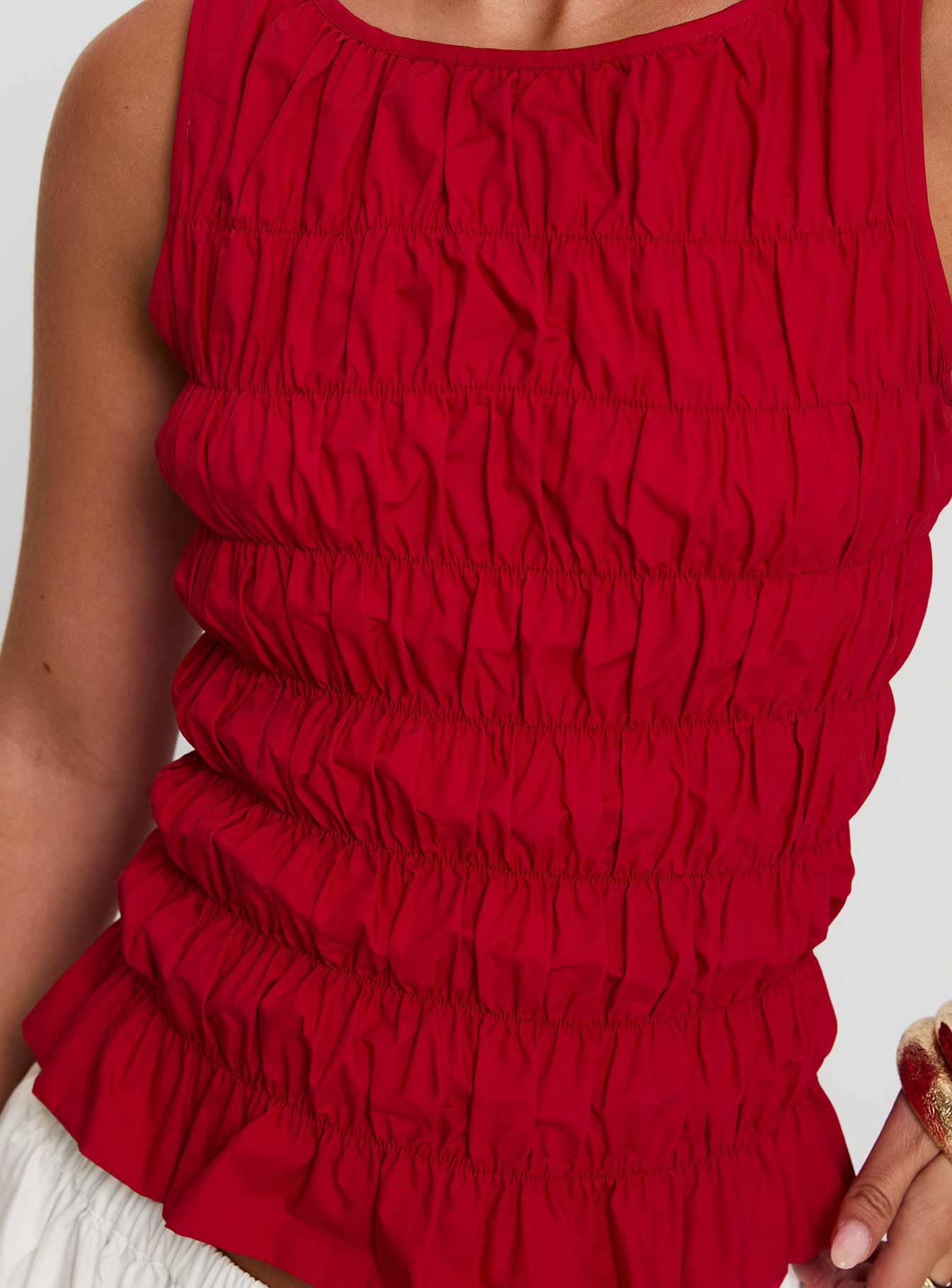 Marleene Shirred Top Red、mySite、solidvoid