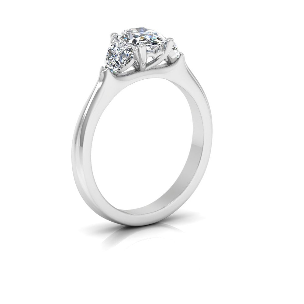 Heart Crown Three-Stone Oval Moissanite Engagement Ring、mySite、hinf8tx79