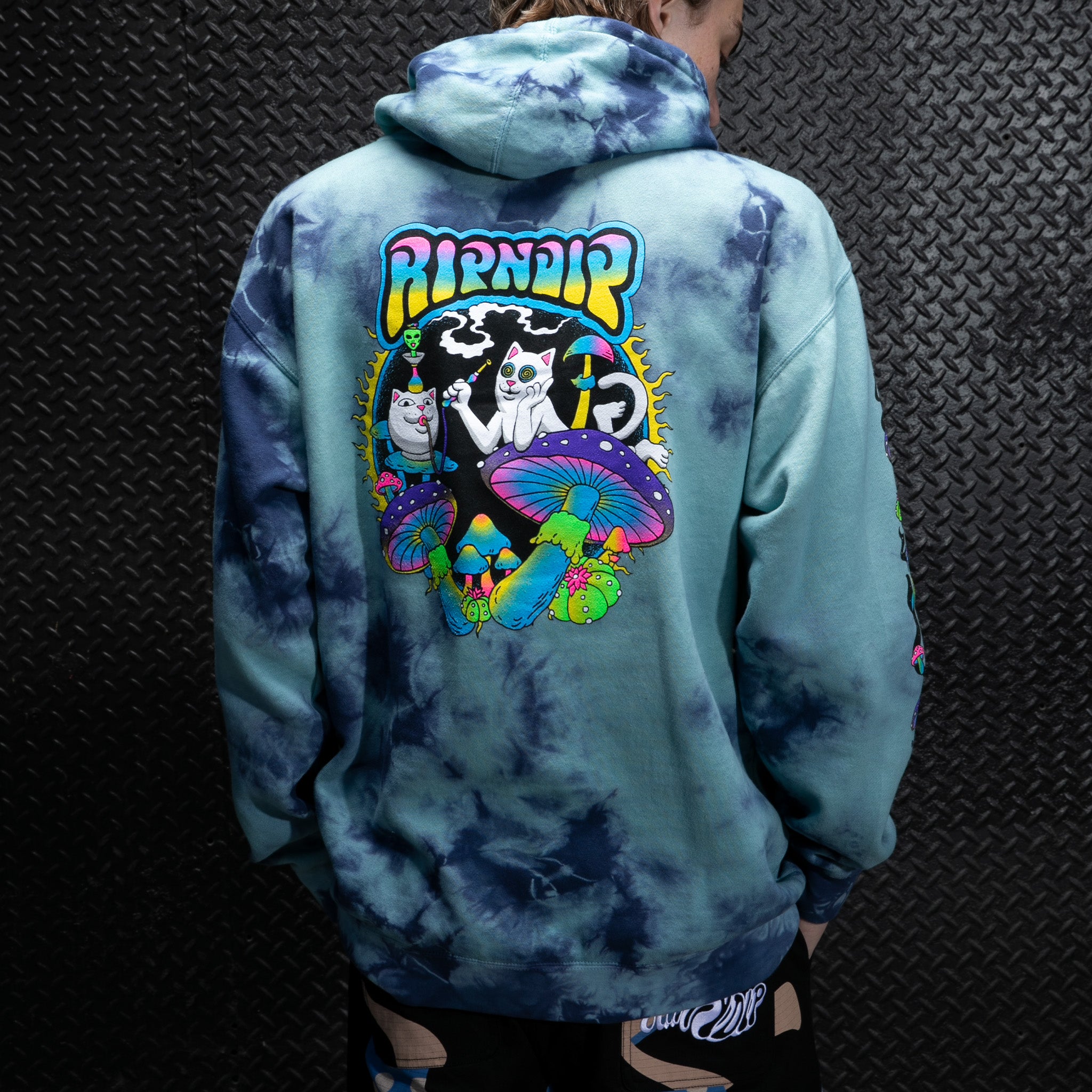 Psychedelic Garden Hoodie (Navy/Aqua Lightning Wash)、mySite、merchandisen