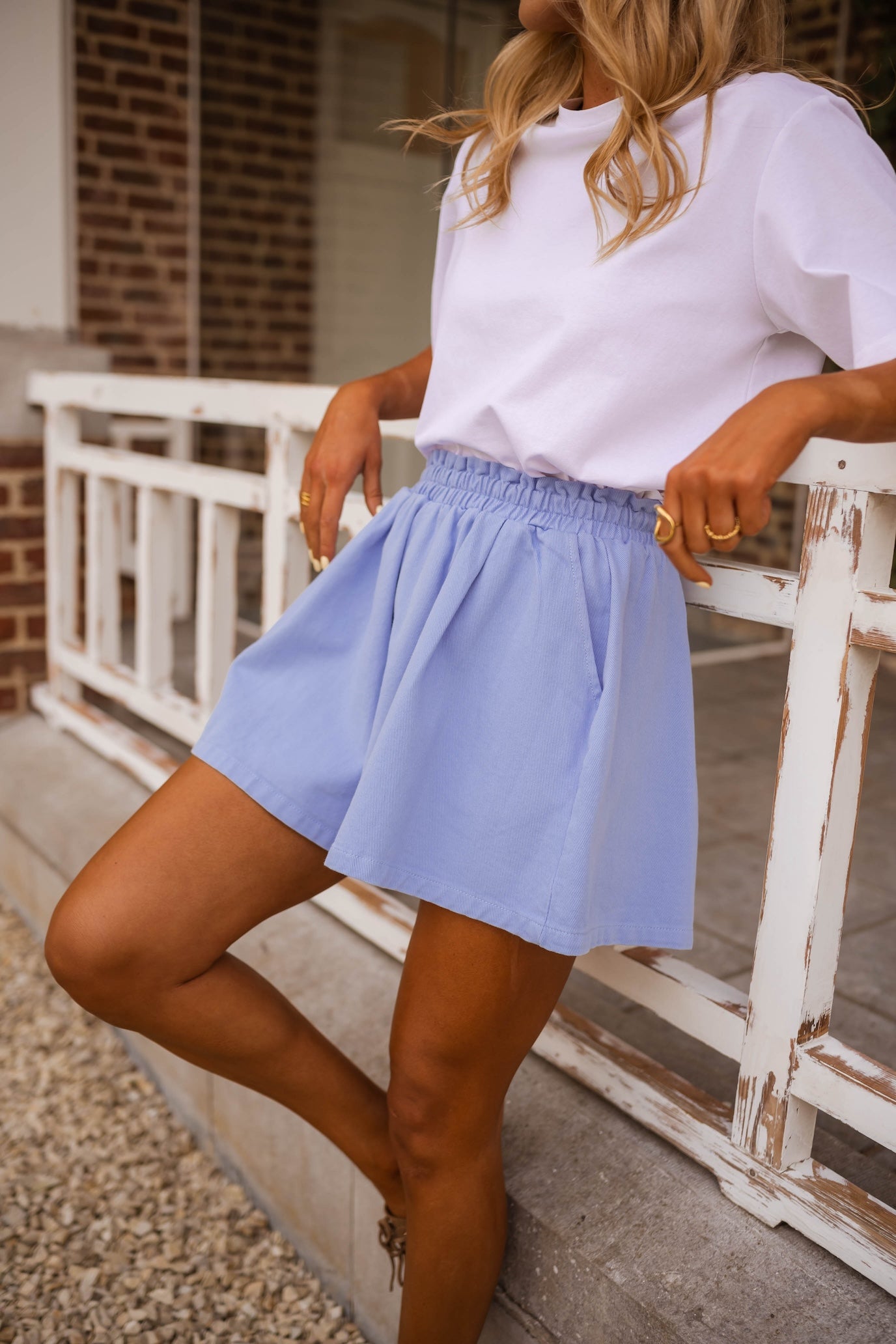 White pleated skirt