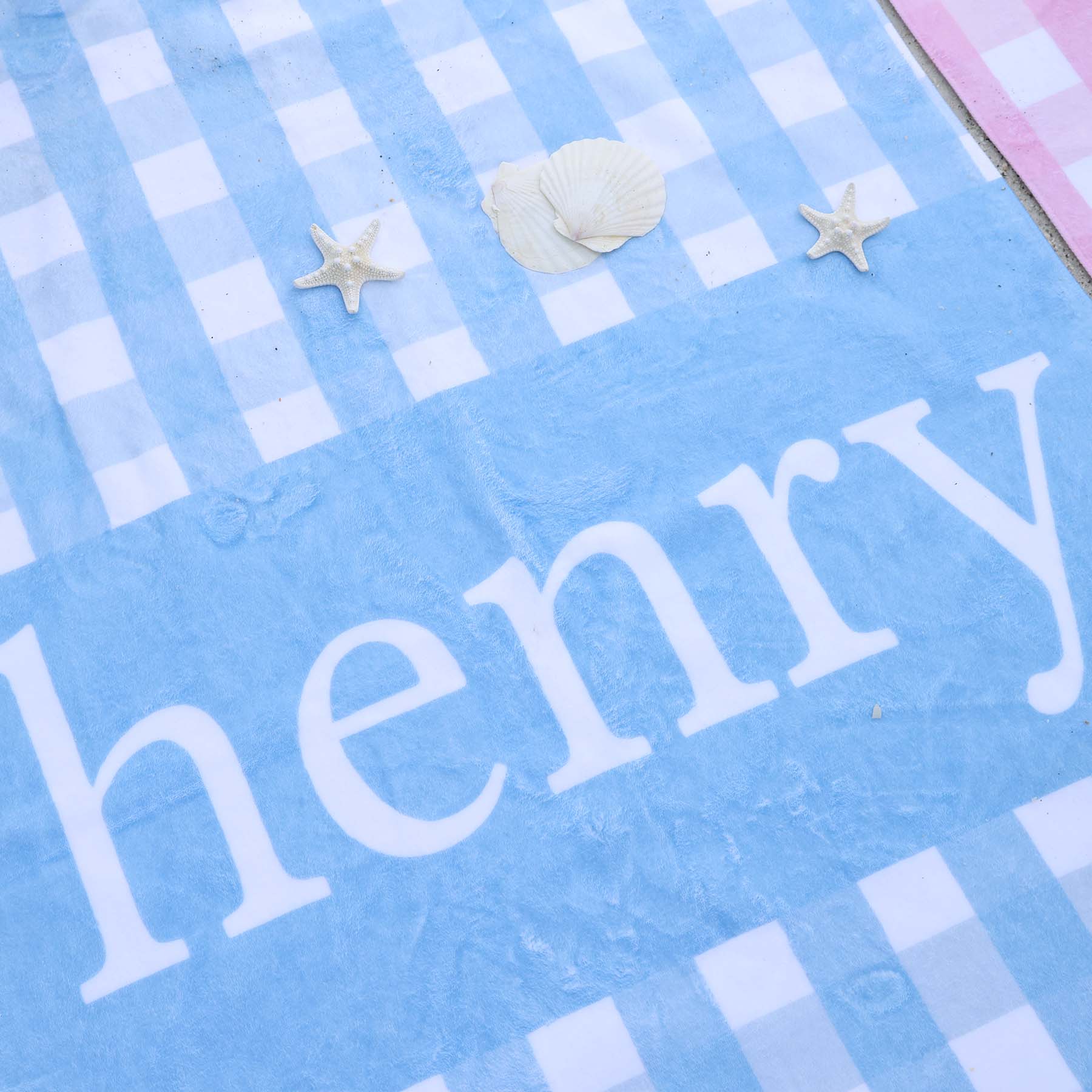  Blue Seersucker Personalized Kids Beach Towel、mySite、layawaytickets