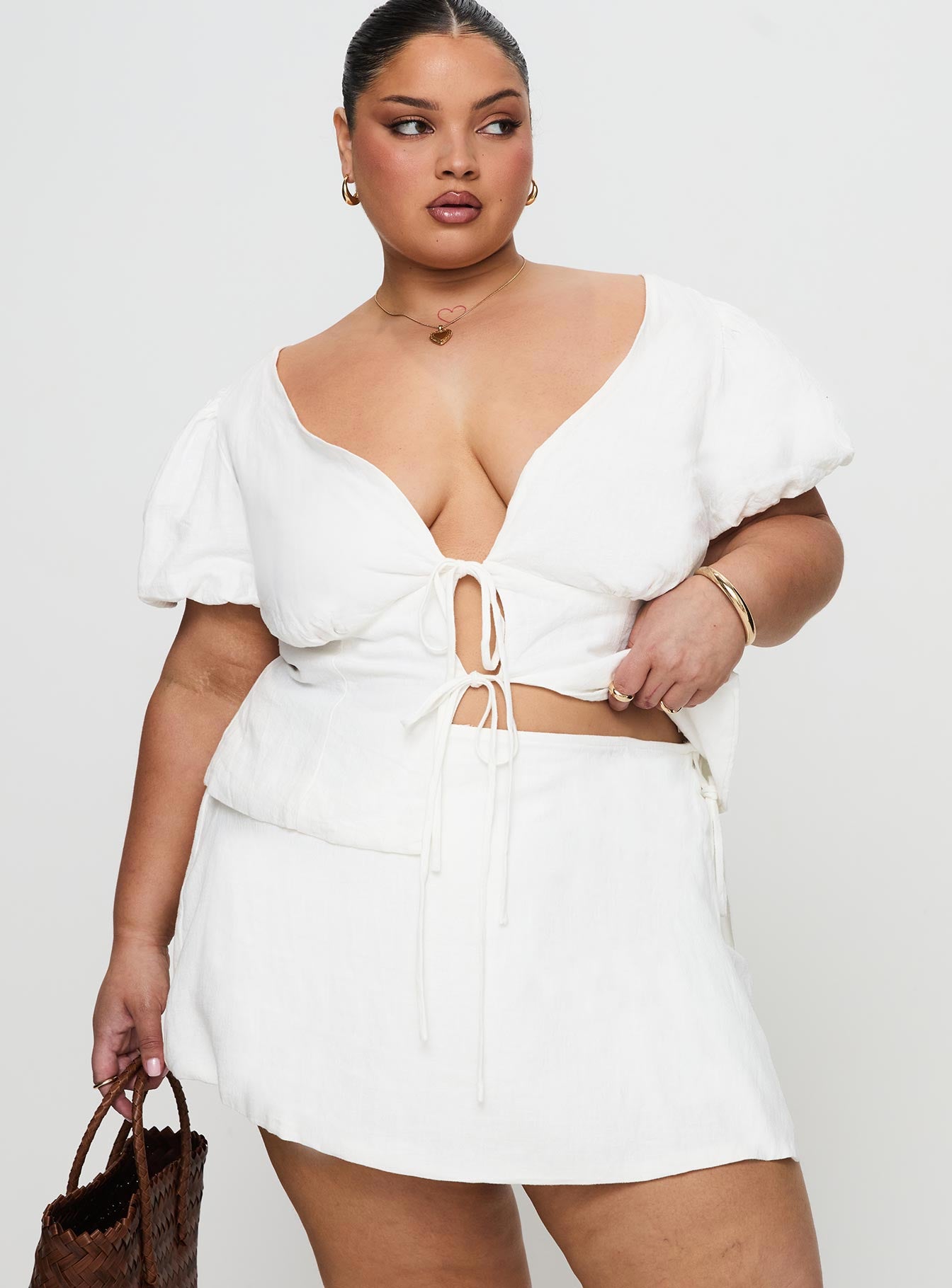 Gulliver Tie Side Mini Skort White Curve、mySite、solidvoid