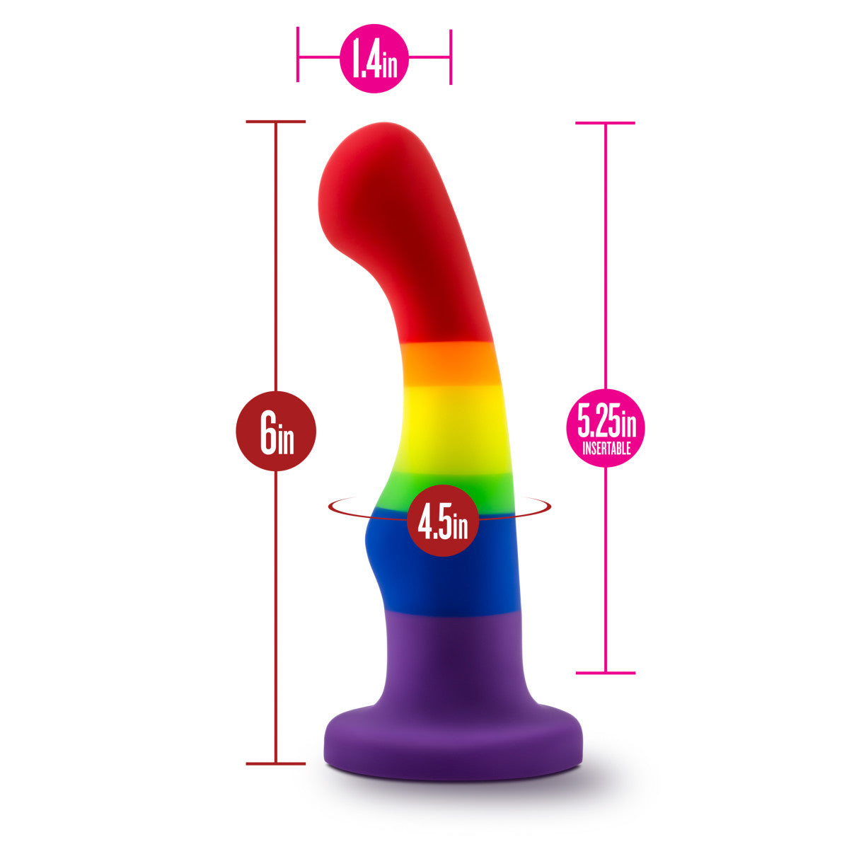 Avant By Blush® | Pride Freedom P1 | Artisan 6 Inch Curved G-Spot Dildo with Suction Cup Base - Elegantly Made with Smooth UltraSilk® Purio® Silicone、mySite、bottomscart