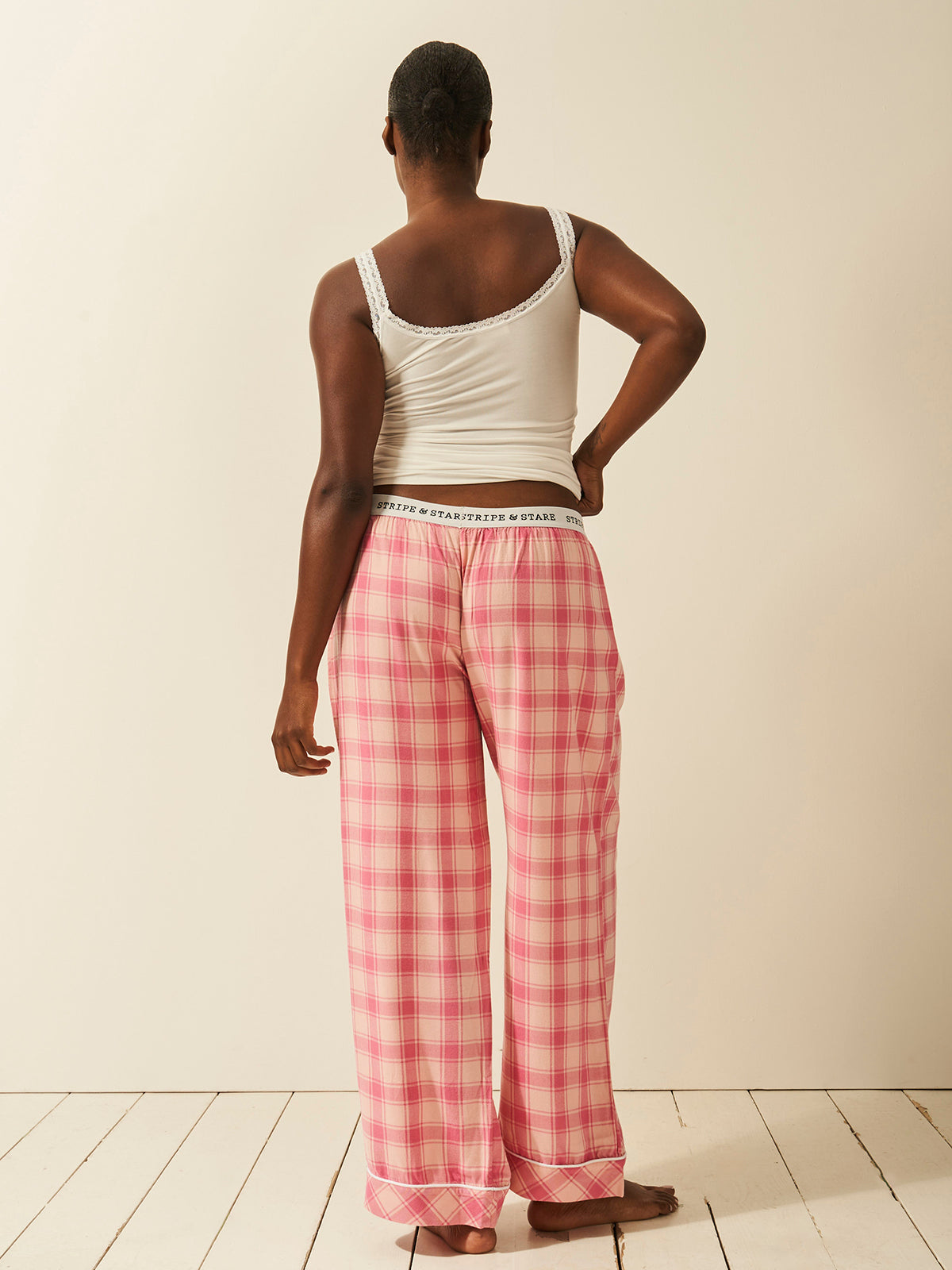 Soft Brushed Woven Pyjama Bottoms - Pink Check、mySite、bengalsvssteelers
