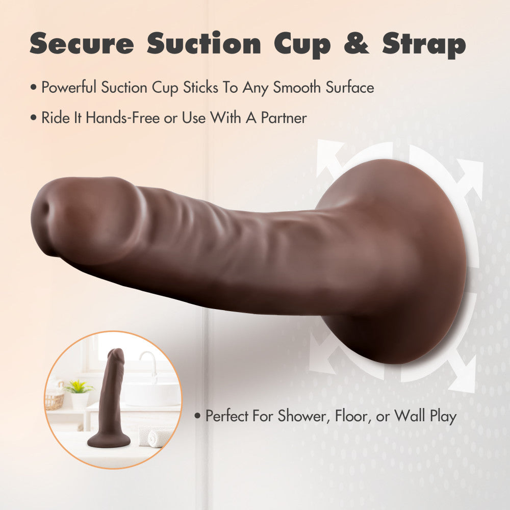 Dr. Skin Plus By Blush® | Realistic Chocolate 5.5-Inch Long Soft Yet Erect & Posable Dildo With Suction Cup Base、mySite、bottomscart