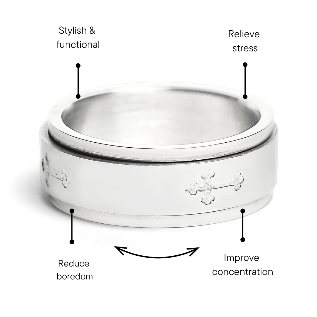 Stainless Steel Cross Spinner Center Highly Polished Ring / SRJ2280、mySite、dreamappss