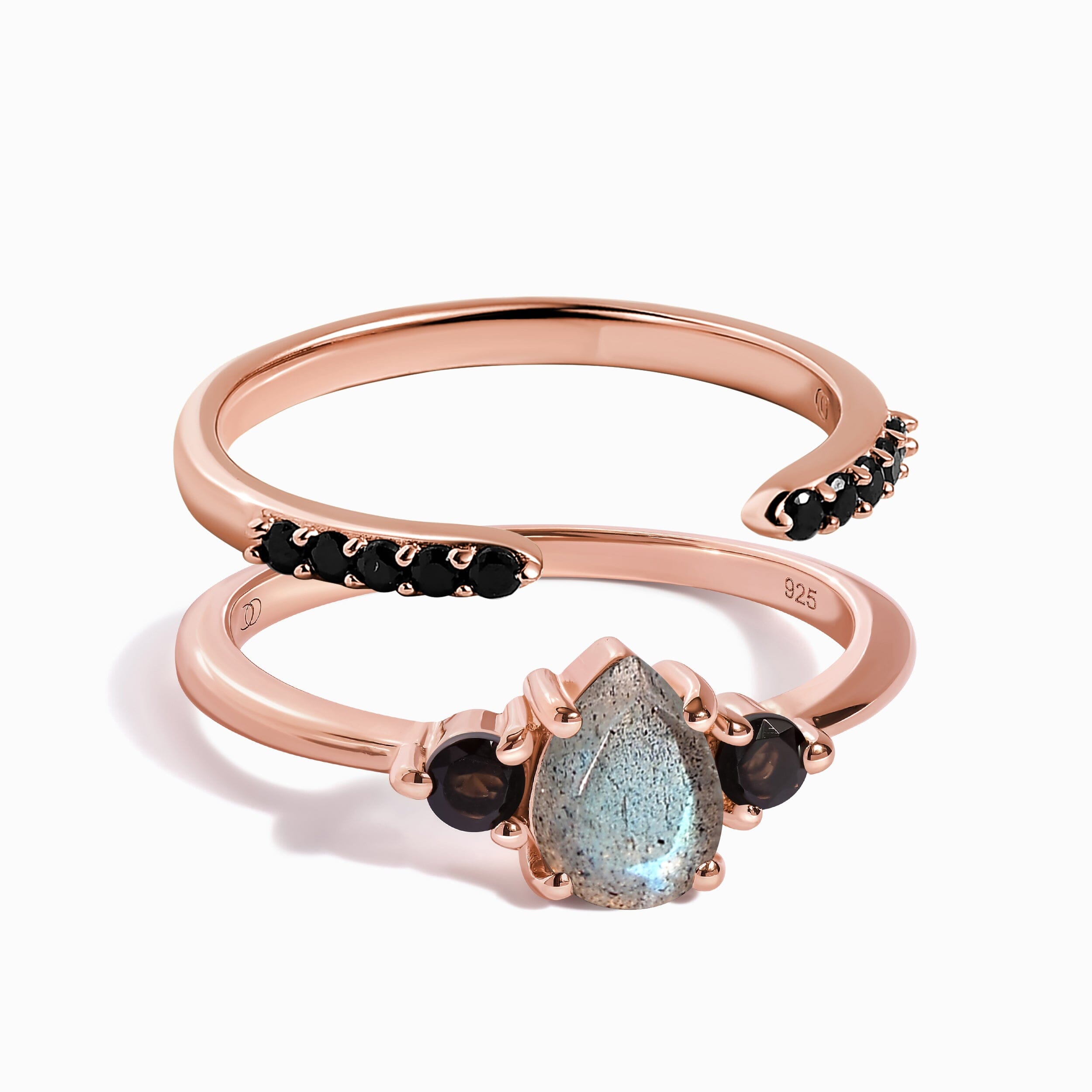 Black Obsidian Labradorite Lania Ring & Black Spinel Twinkling Band、mySite、hinf8tx79