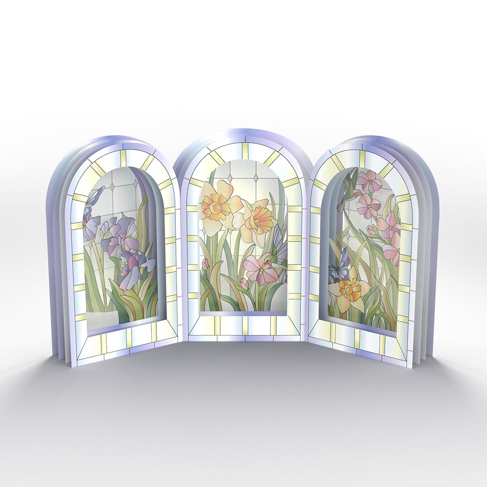 Stained Glass Floral Triptych Pop-Up Gift、mySite、solidvoid