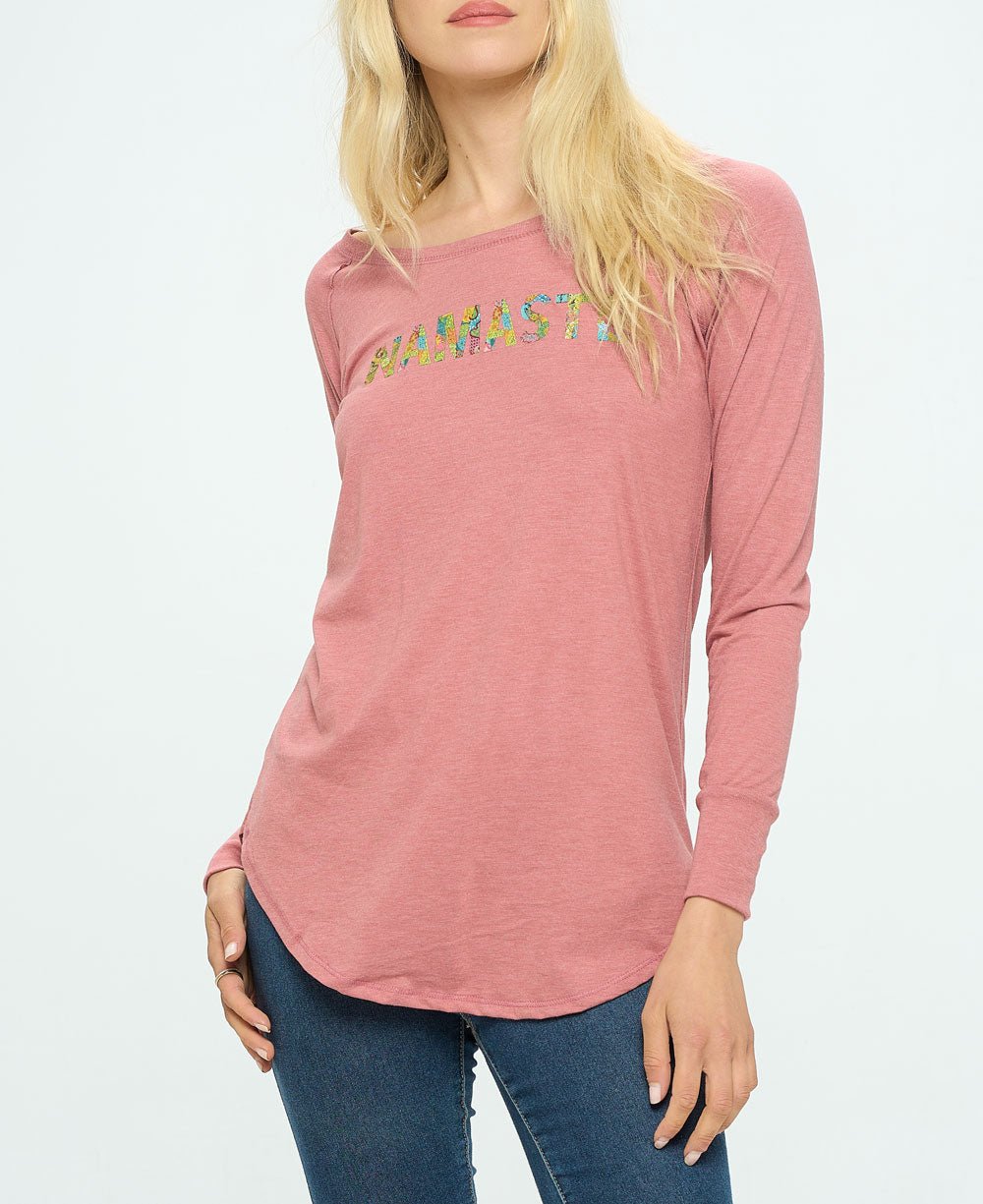 Artistic Namaste Blush Long Sleeve Tunic Tee、mySite、topwebapps