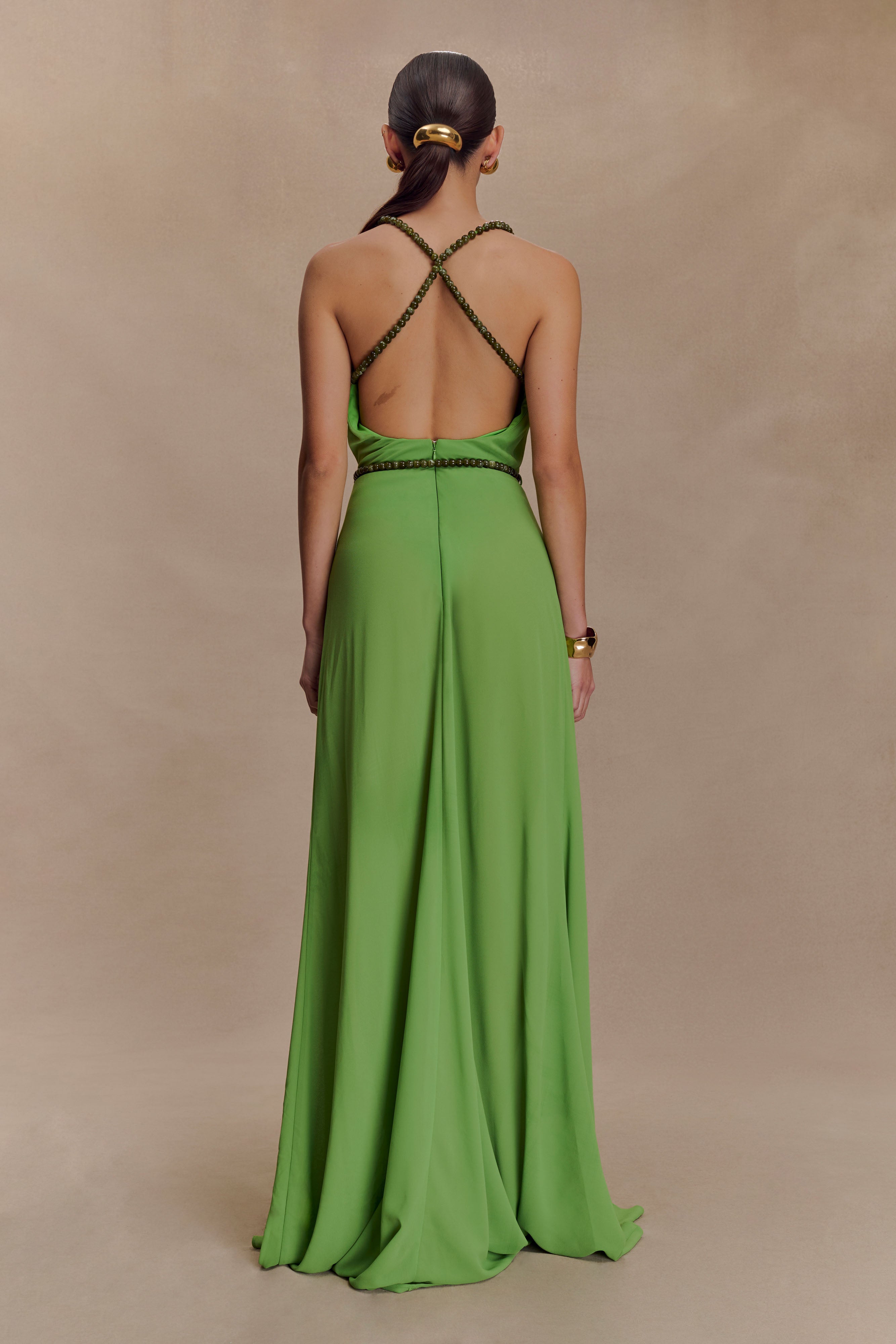 Elaine Chiffon Beaded Maxi Dress - Green、mySite、solidvoid