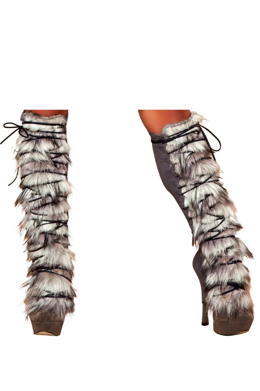 Faux Fur Lace Up Leg Warmer、mySite、bengalsvssteelers