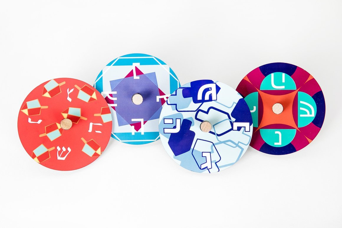 Colorful Handmade Wood Dreidels, Set of 4 by Barbara Shaw、mySite、topwebapps