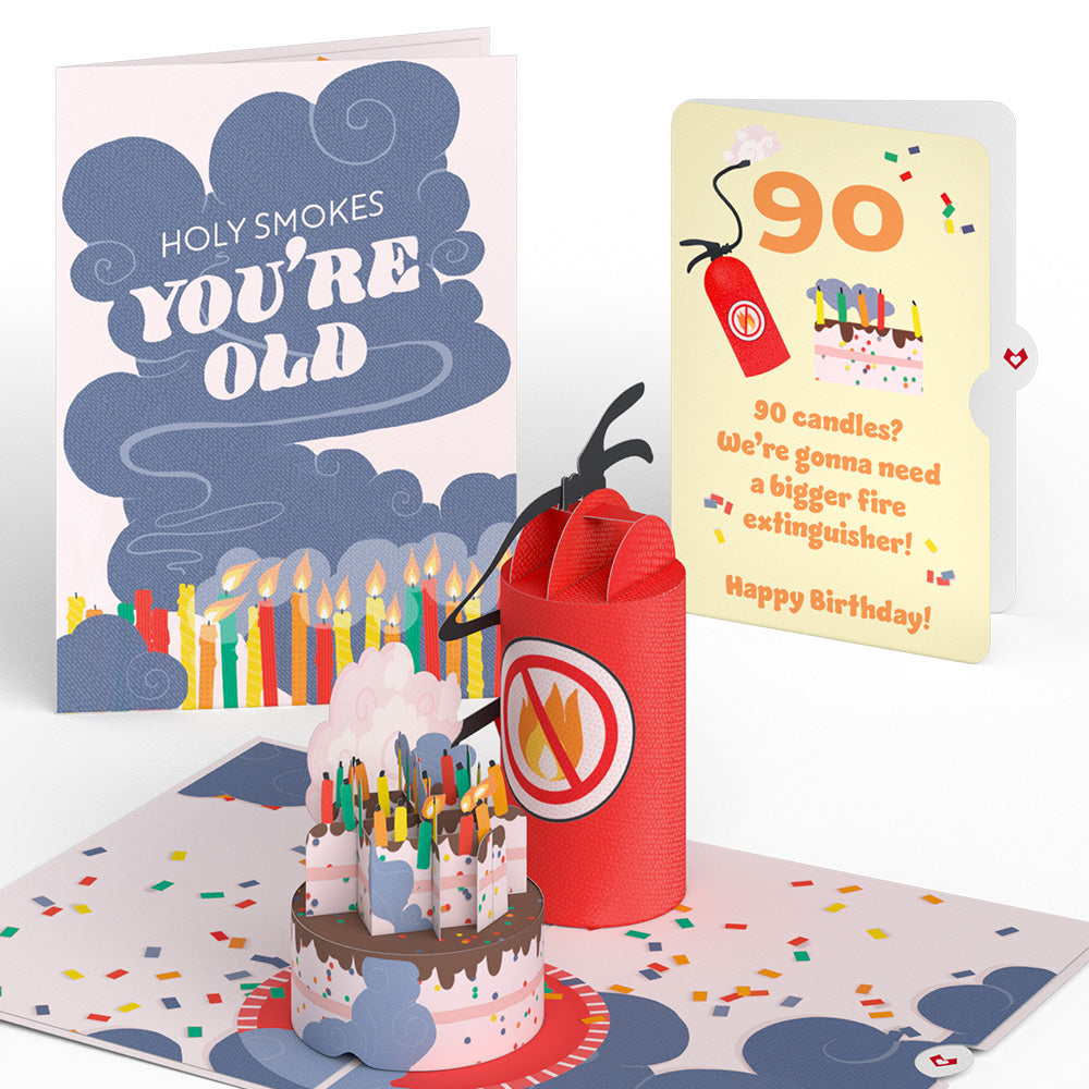Holy Smokes You're Old 90th Birthday Pop-Up Card and Sentiment Set、mySite、solidvoid