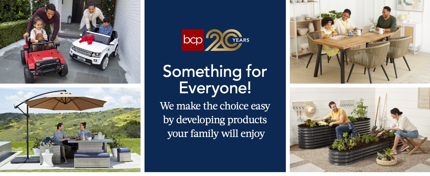 BCP mission statement, images of familes and products in their homes