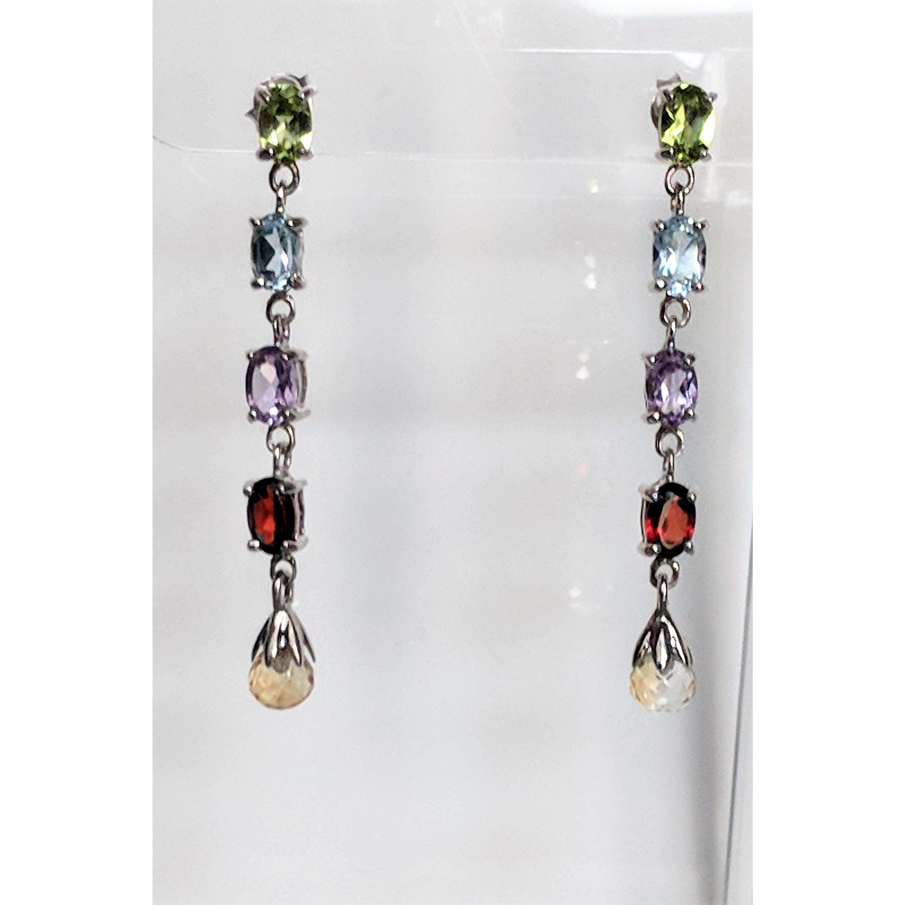 Multi Gemstone Earrings, Amethyst, topaz, garnet, citrine, peridot magnificent!、mySite、g9winljtr